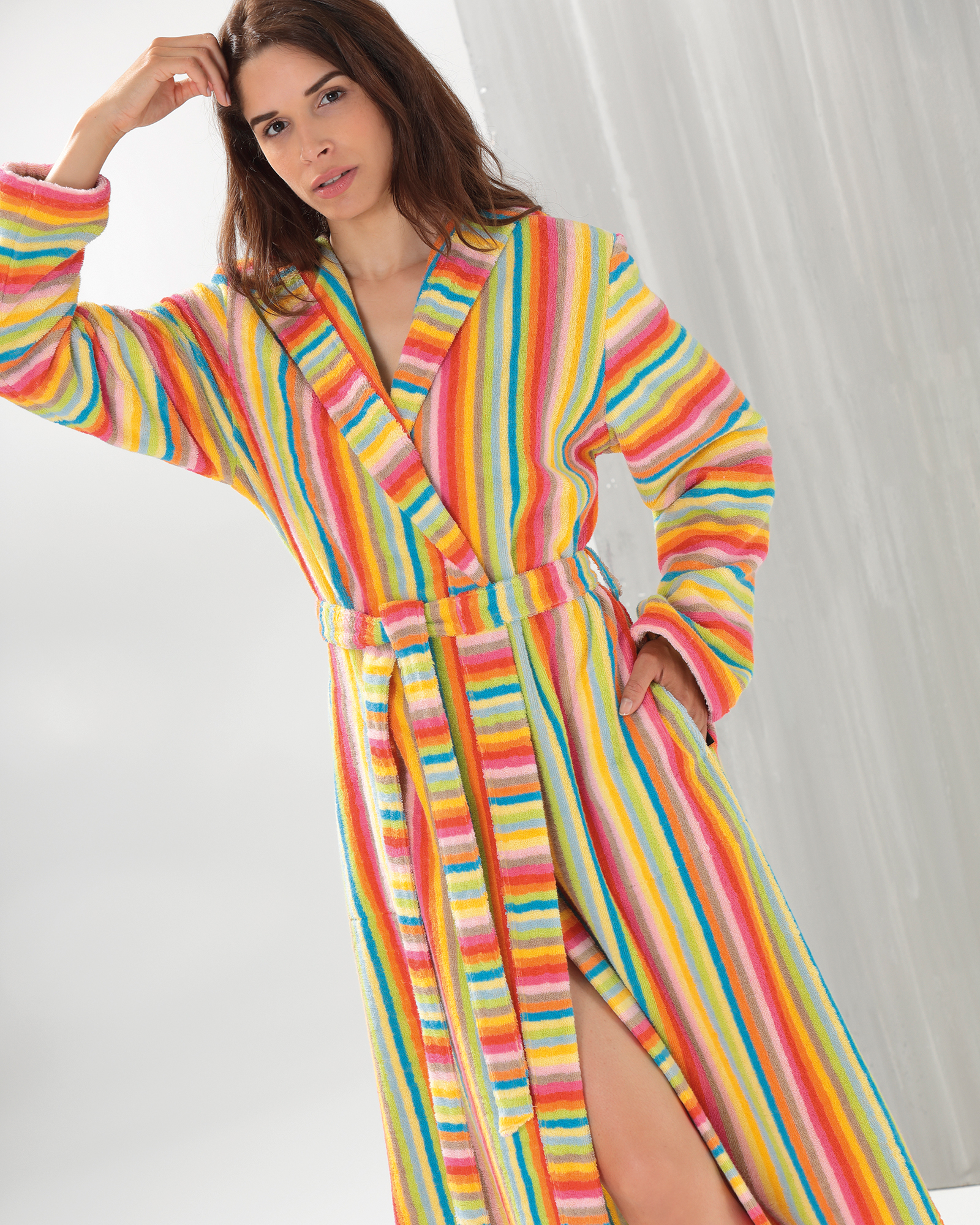 Cawö - Damen Bademantel Life Style - Kapuze 7081 - Farbe: multicolor - 25 - S