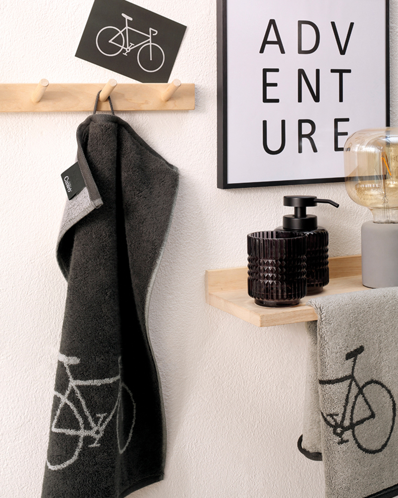 Cawö Gästetücher Postcard Towels Edition 100 Fahrrad basalt - 23 - Gästetuch 30x50 cm