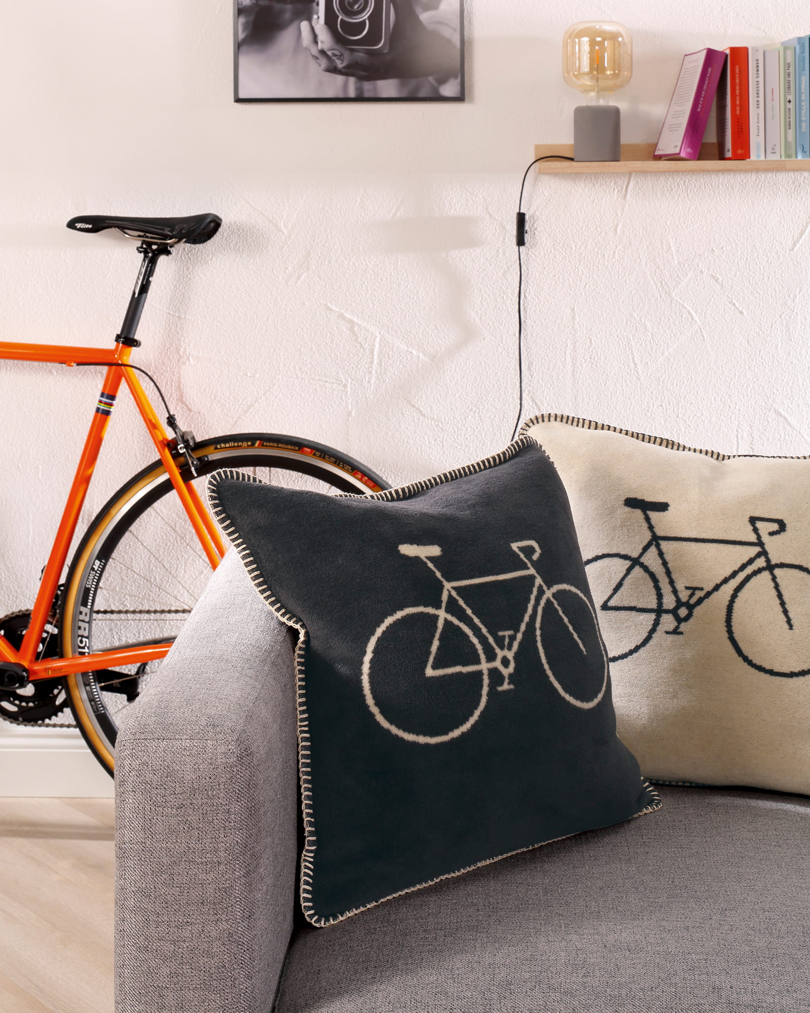 Cawö Kissenhüllen VELO EDITION Fahrrad 62980 basalt - 77 - 50x50 cm