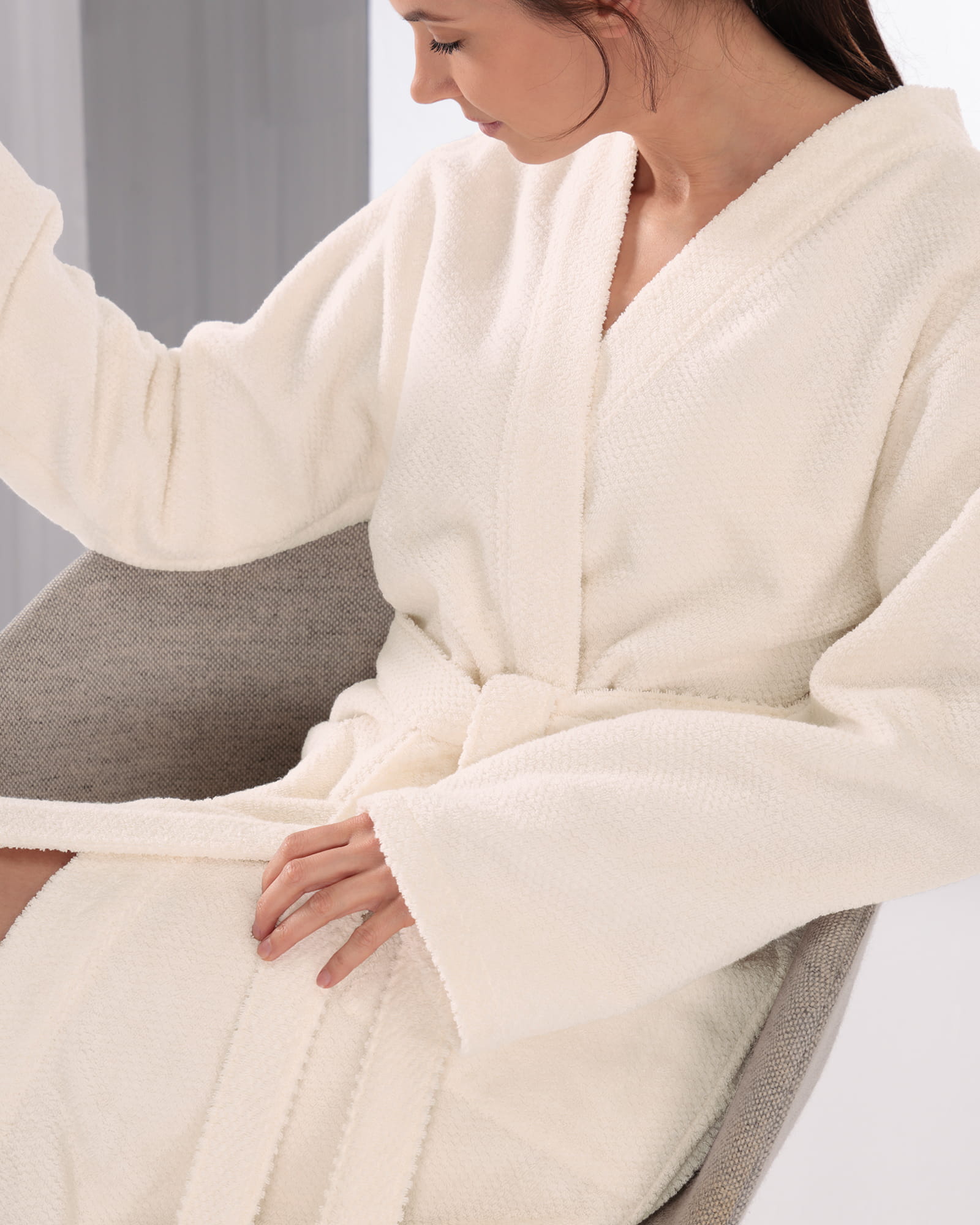 Cawö Damen Bademantel Pure 5222 - Farbe: natur - 356