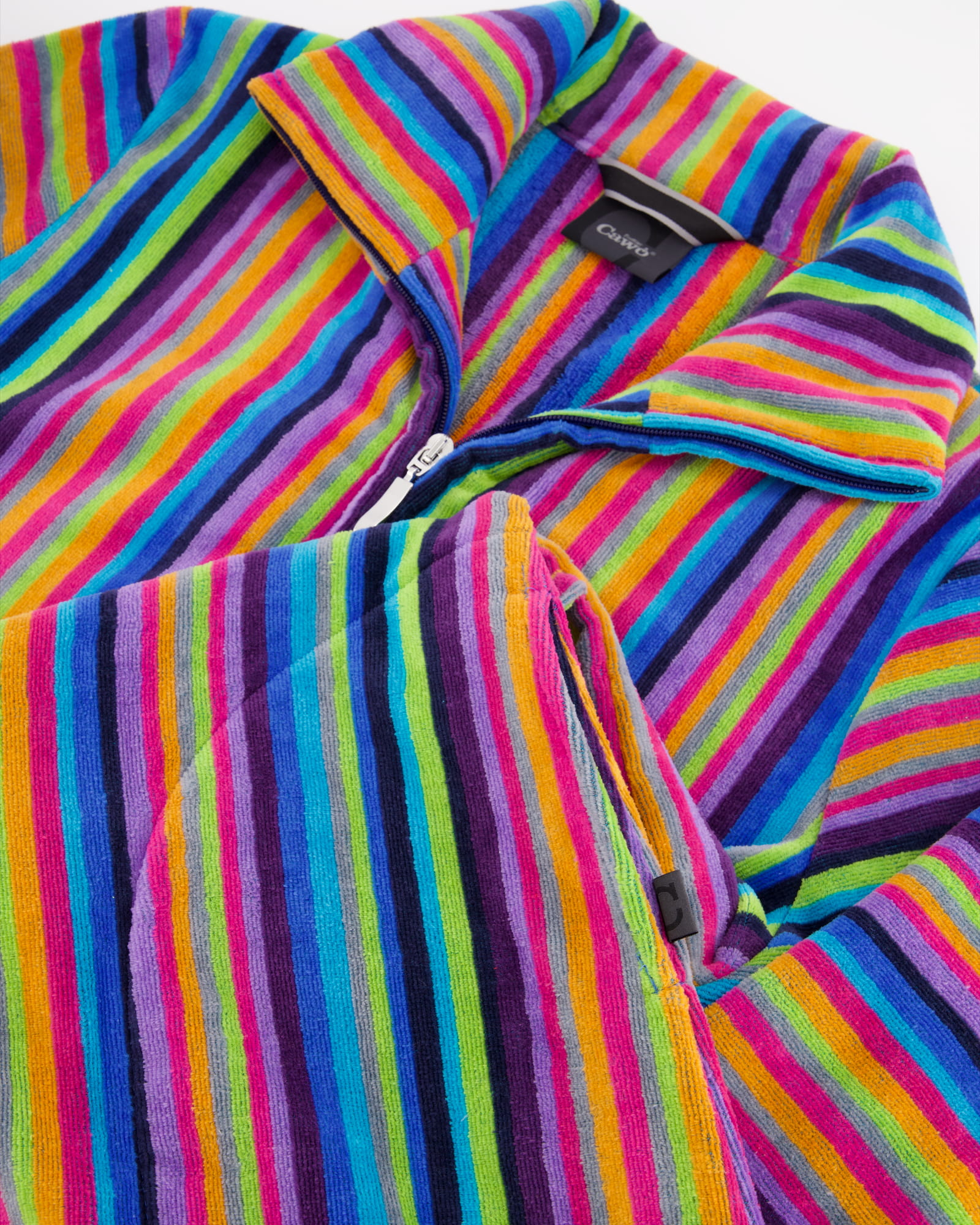Cawö - Damen Bademantel Leichtvelours - 2-Wege-Reißverschluss 1456 - Farbe: 14 - multicolor