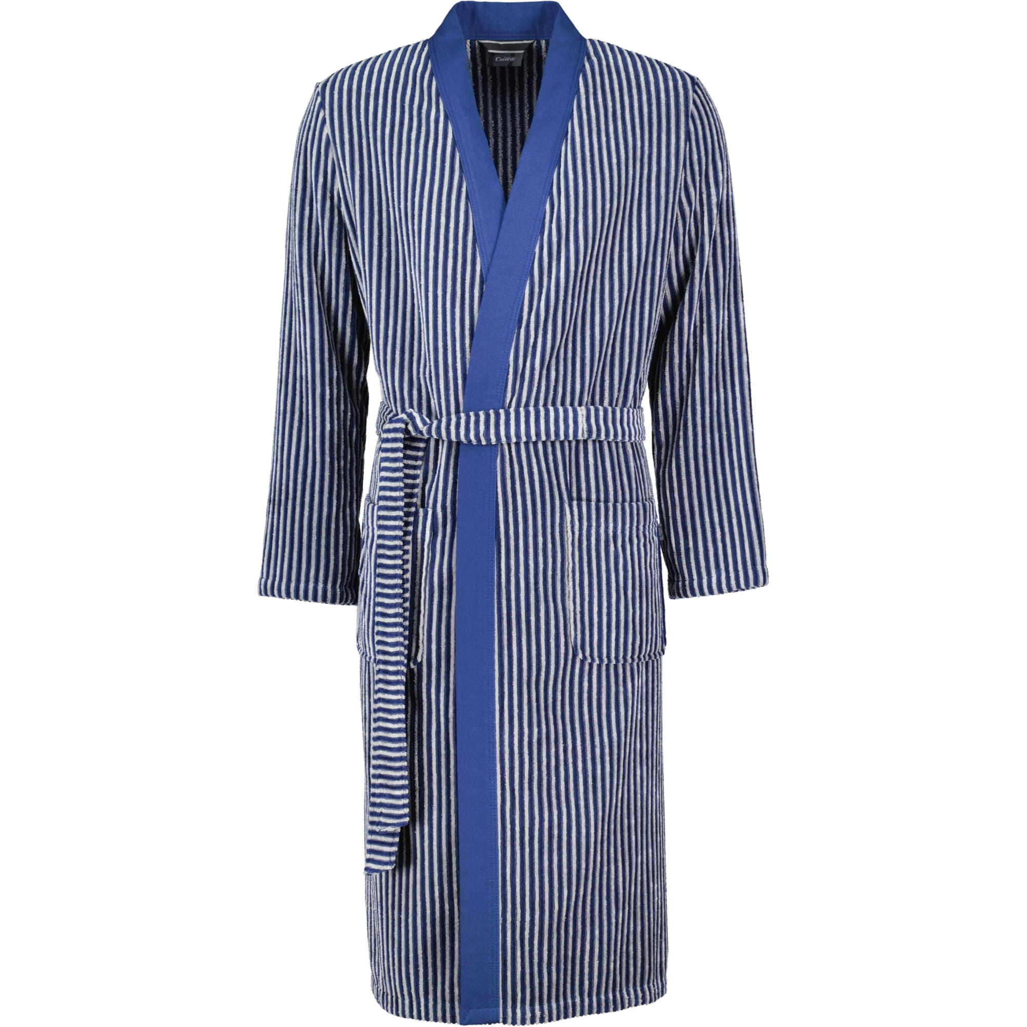 Cawö Bademäntel Herren Kimono Streifen 2843 blau - 17