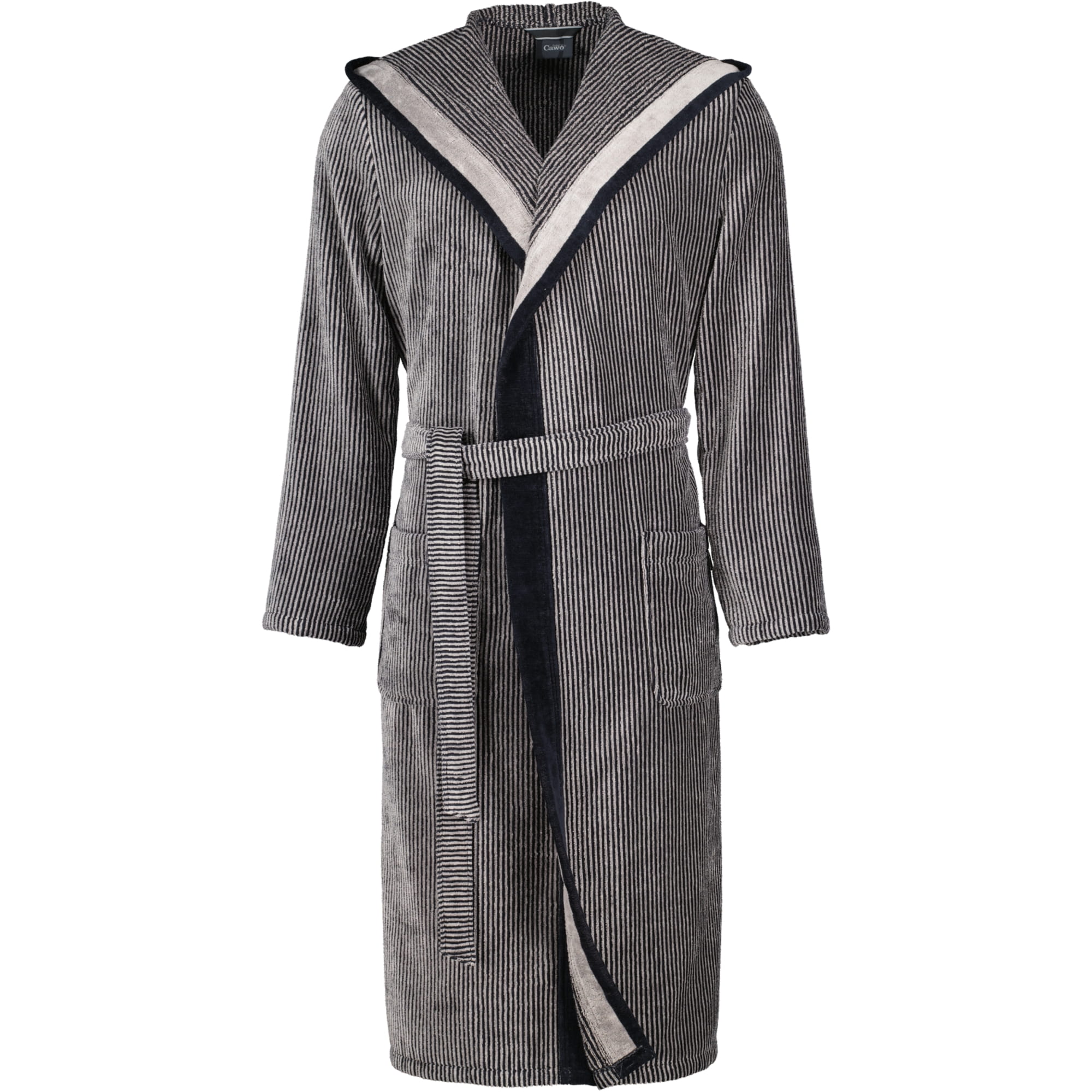 Cawö Bademäntel Herren Kapuze Luxury Home 5841 natur-schwarz - 97 - L