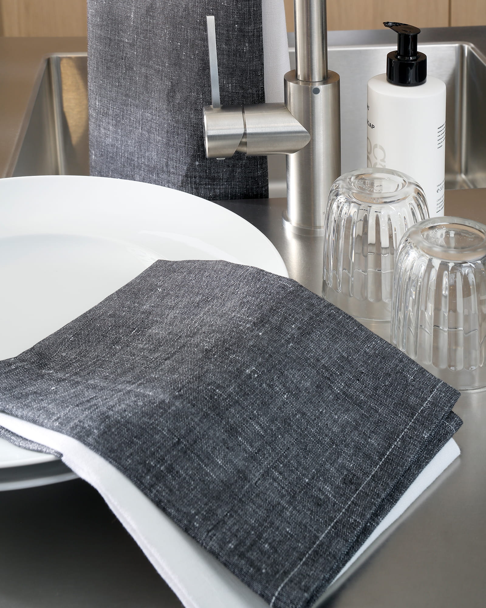 Cawö Home Geschirrtücher Cuisine Duo 535 schwarz/weiß - 96