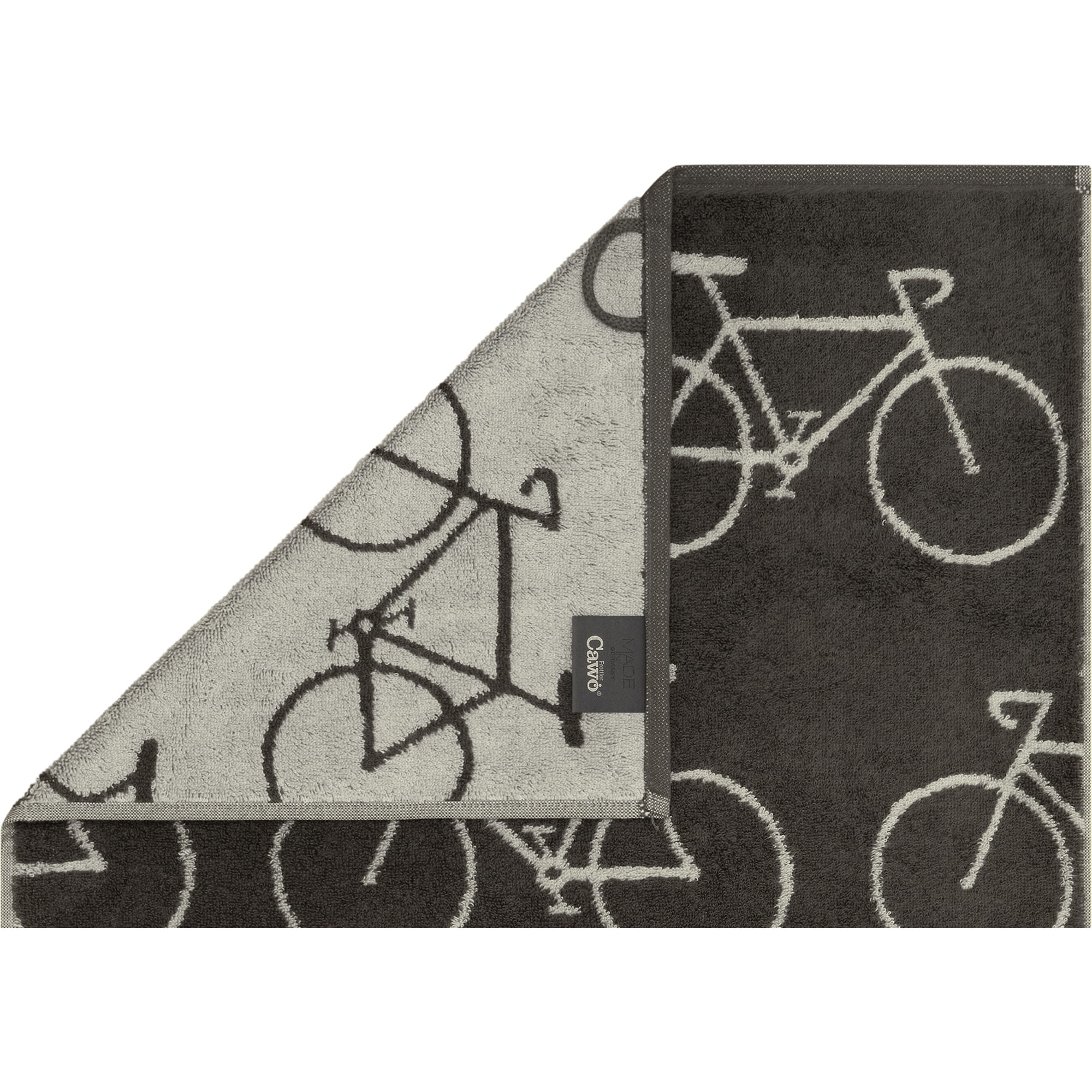 Cawö Handtücher Velo Edition Allover Fahrrad 6299 basalt - 77 - Duschtuch 70x140 cm