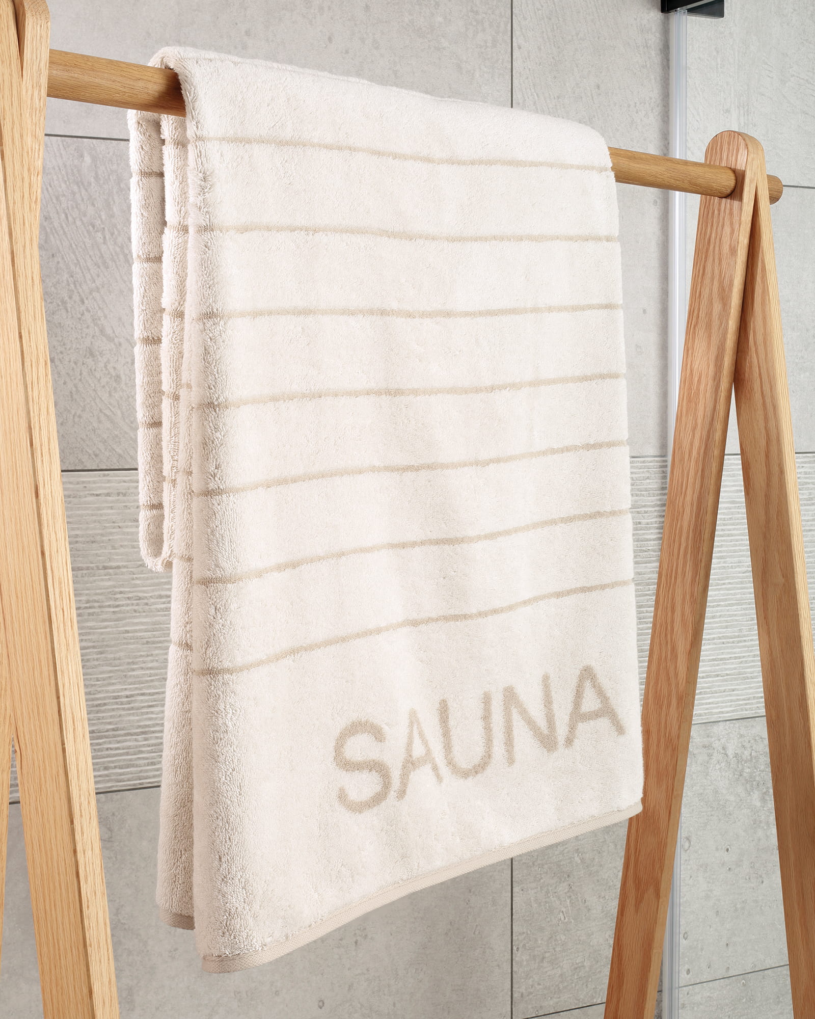 Cawö Saunatücher Balance Doubleface 6237 natur - 33 - 80x200 cm