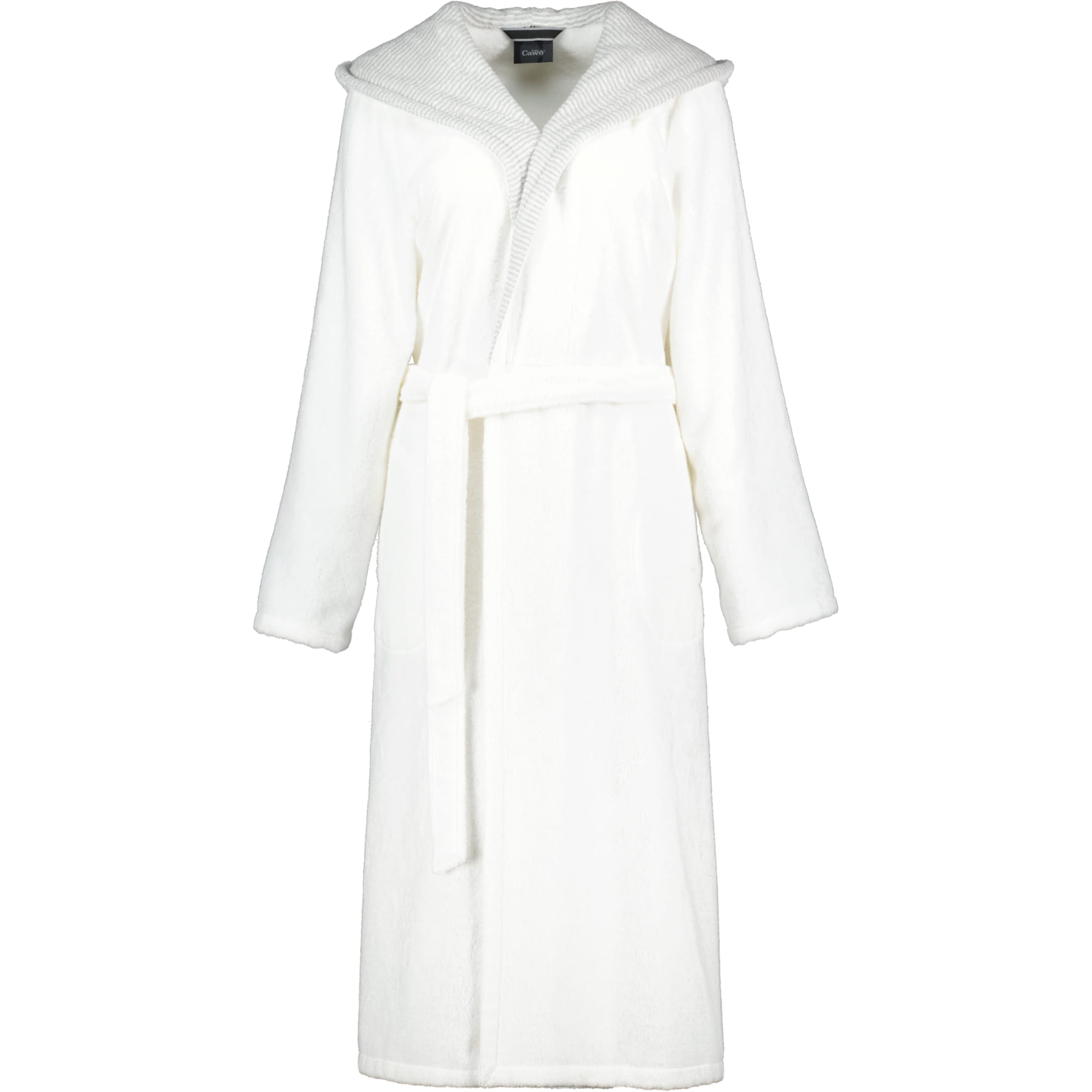 Cawö Bademäntel Damen Kapuze Classic 4345 weiß-silber - 607