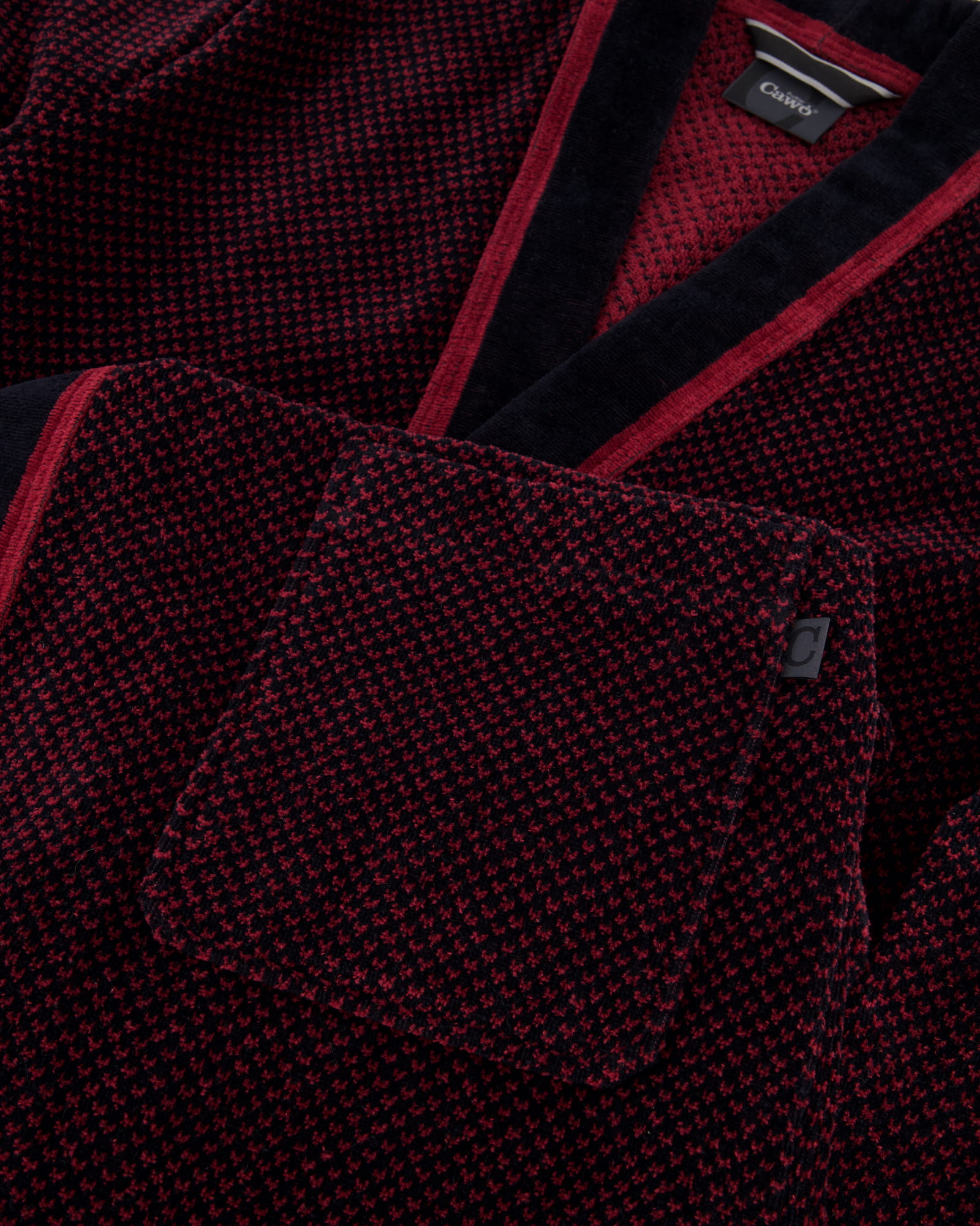 Cawö Bademäntel Herren Kimono 4839 rot-schwarz - 92