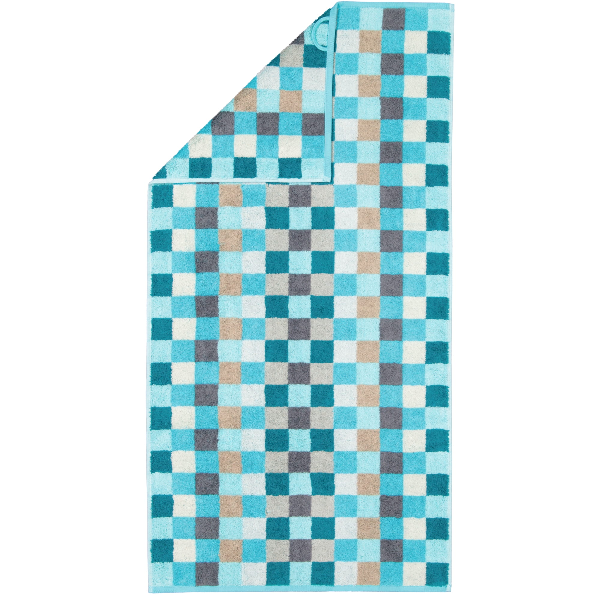 Cawö - Unique Karo 942 - Farbe: türkis - 44 - Waschhandschuh 16x22 cm