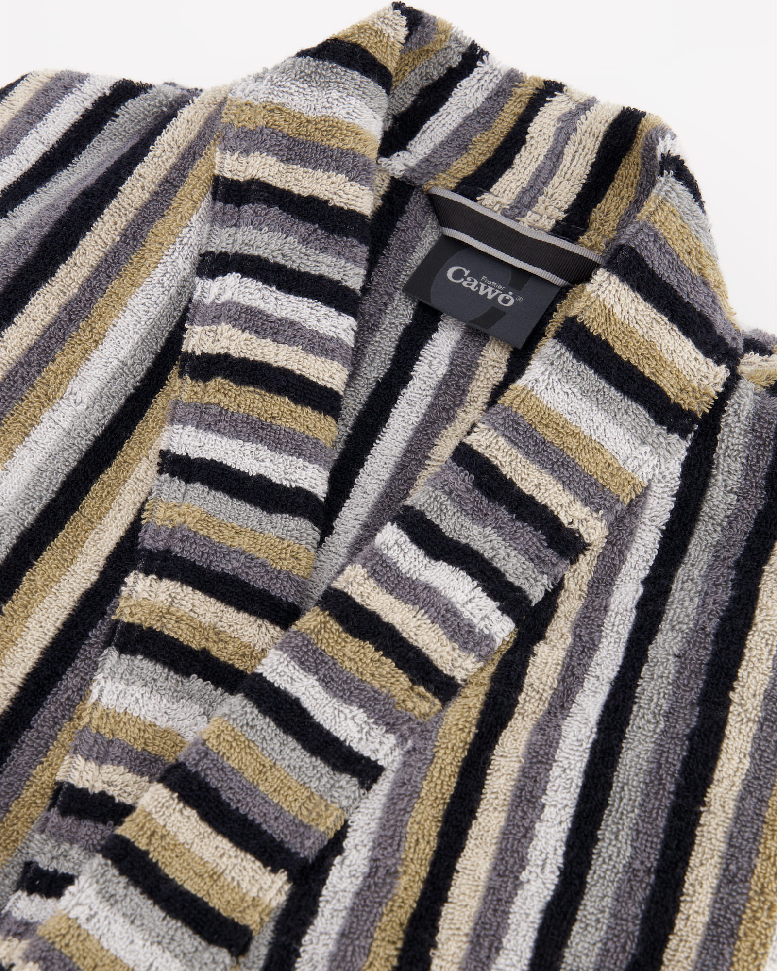 Cawö Bademäntel Herren Kimono Streifen 6607 kiesel - 73 - XL