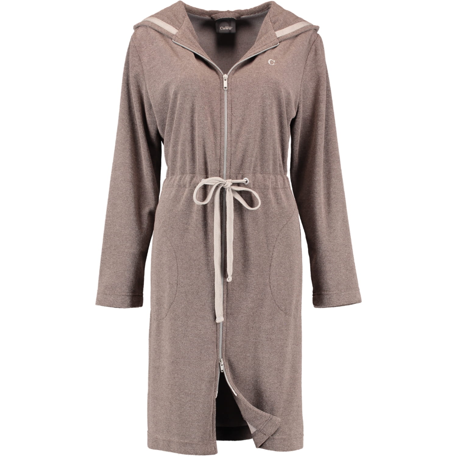 Cawö Home Active Damen Kurzmantel Kapuze TG RV 821 - Farbe: mocca-stein - 37 - XS