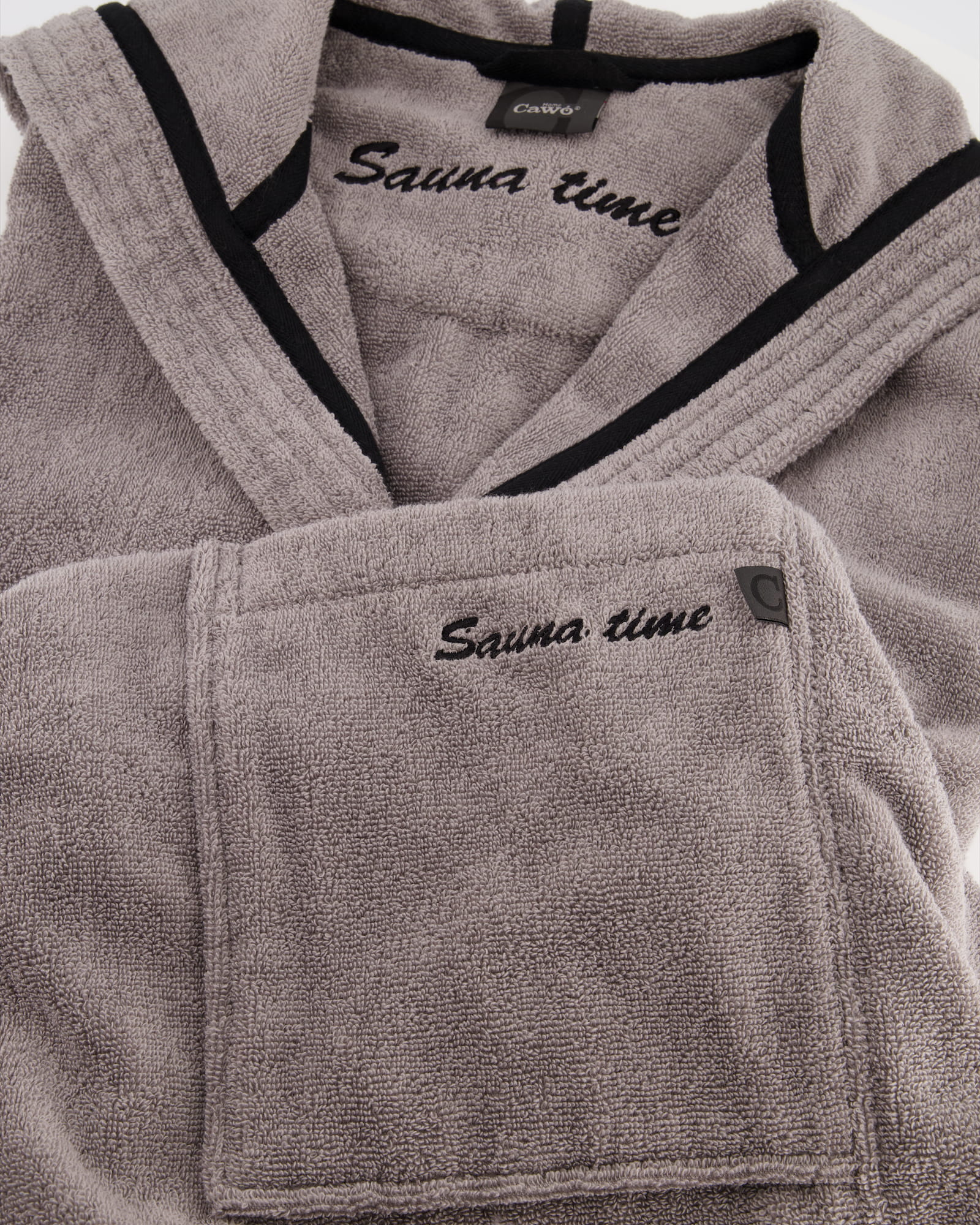 Cawö Home Bademantel Sauna Time Herren Kapuze 833 - Farbe: stein - 79 - XL