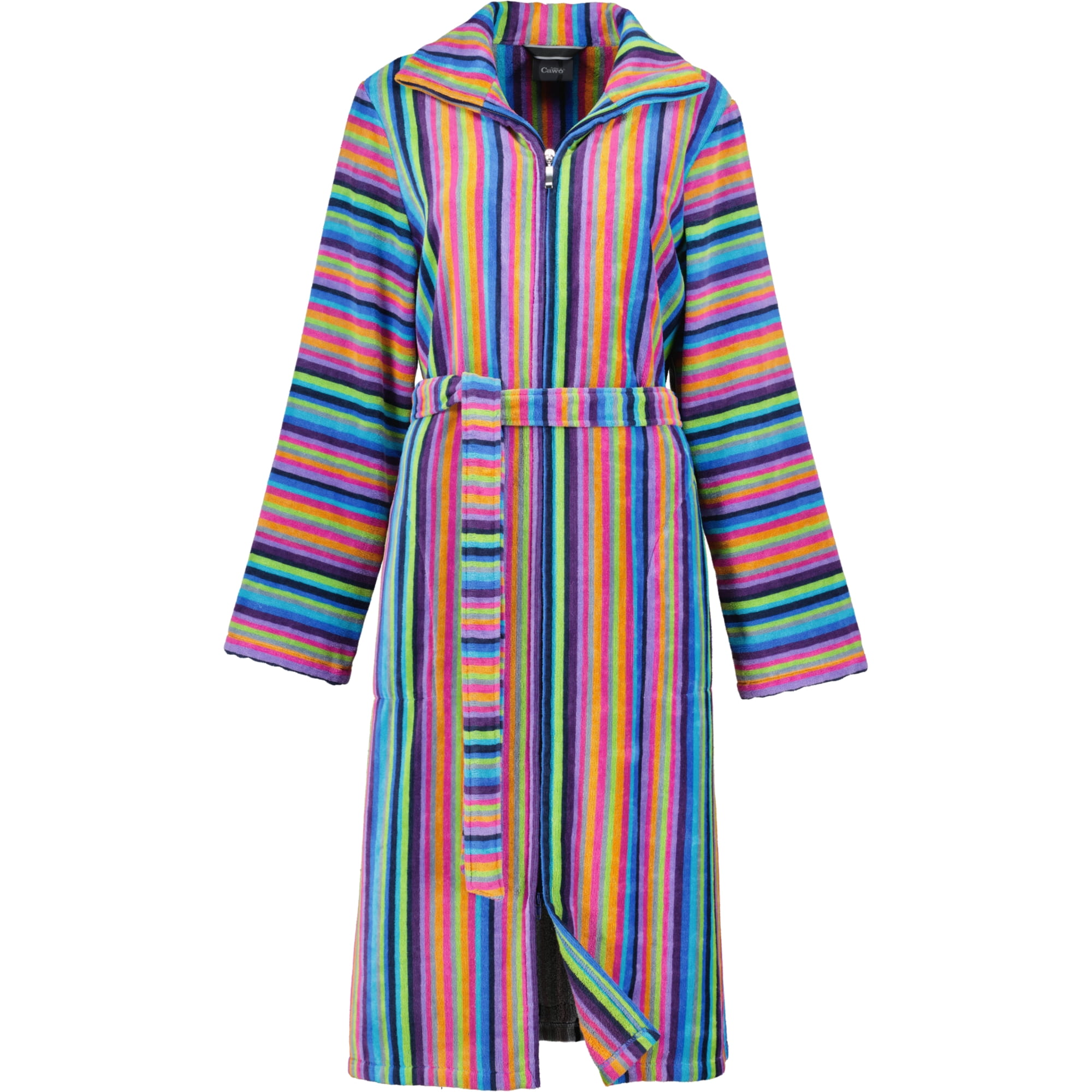 Cawö - Damen Bademantel Leichtvelours - 2-Wege-Reißverschluss 1456 - Farbe: 14 - multicolor