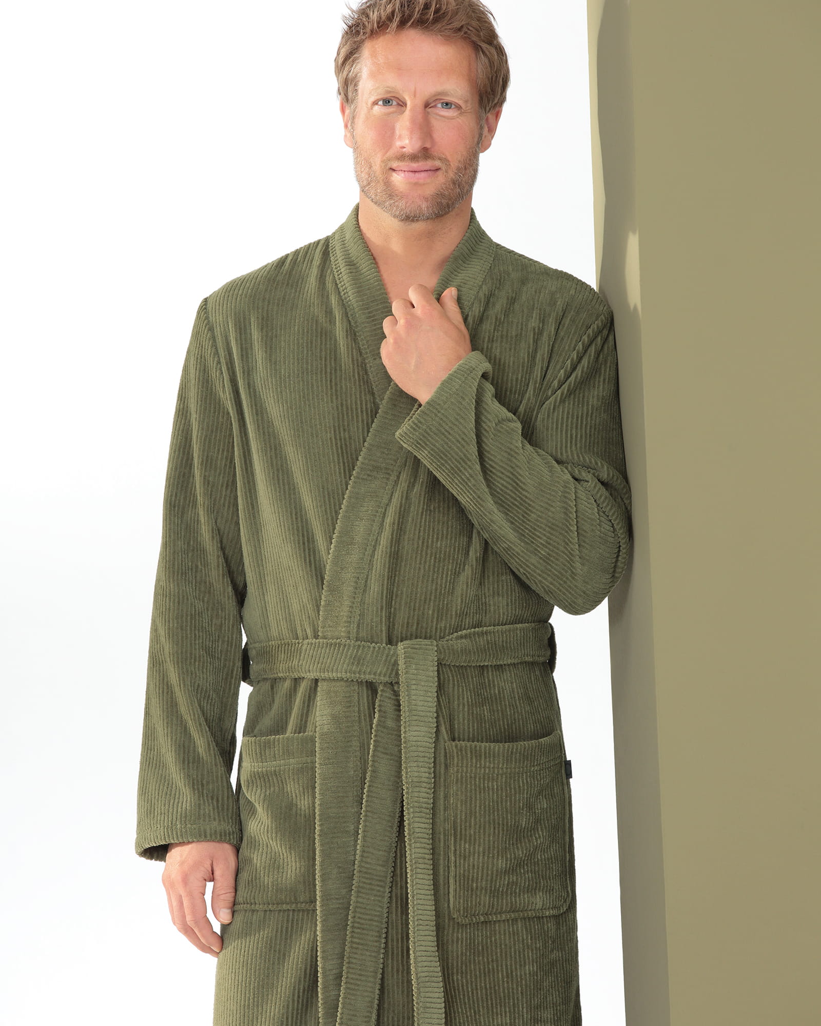 Cawö Bademäntel Herren Kimono Cord-Optik 6540 field - 453