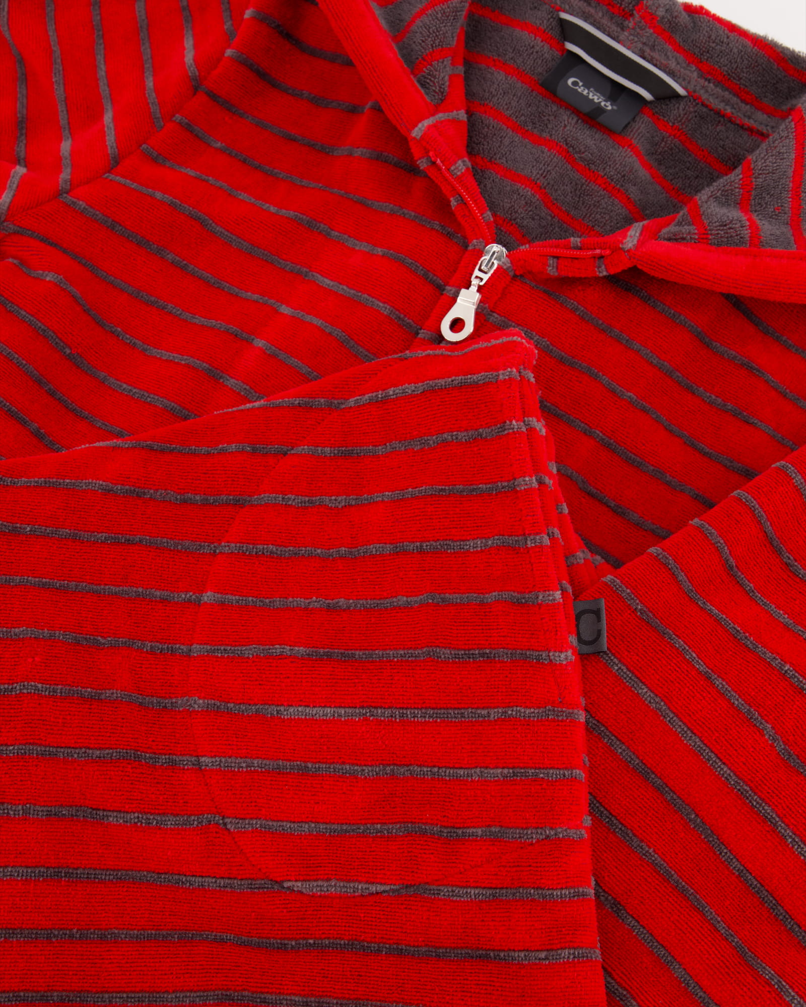 Cawö - Damen Bademantel Kapuze Reißverschluss Shades 1492 - Farbe: rot - 27