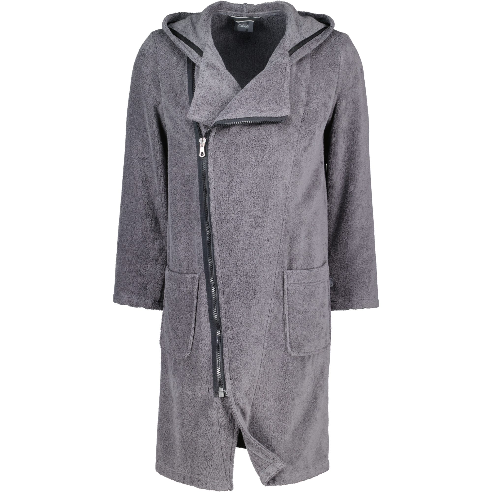 Cawö Bademäntel Herren Kapuze New Zipper 6516 anthrazit-schwarz - 774
