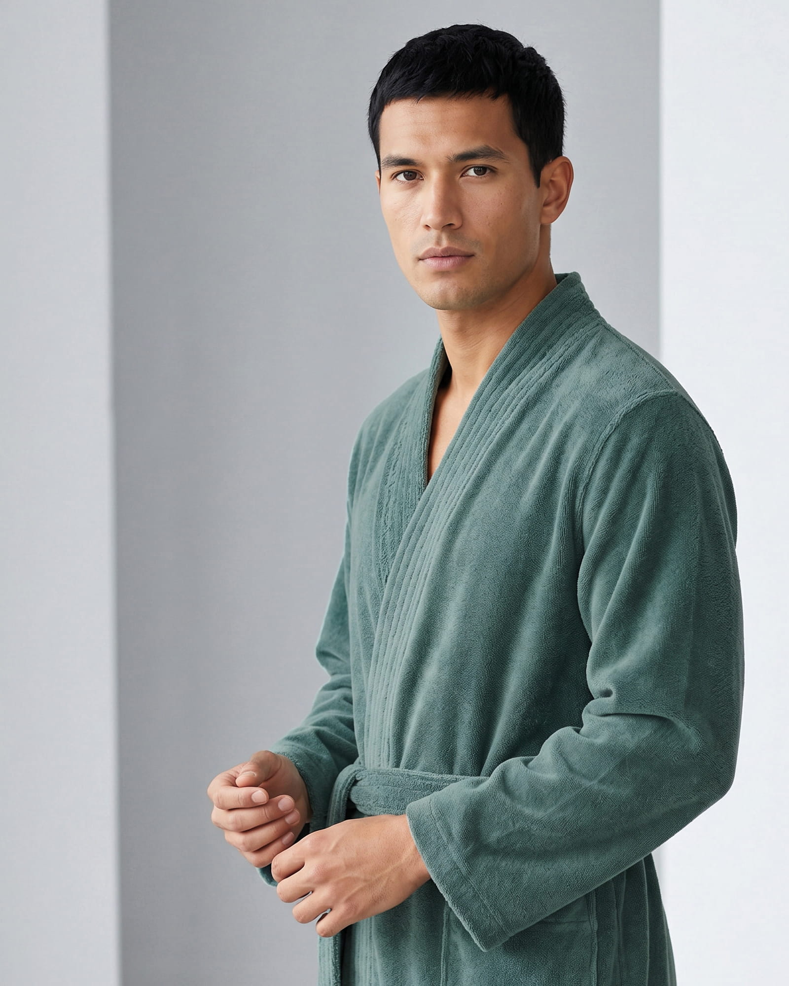 Cawö Home Bademäntel Herren Kimono 800 mineral - 44