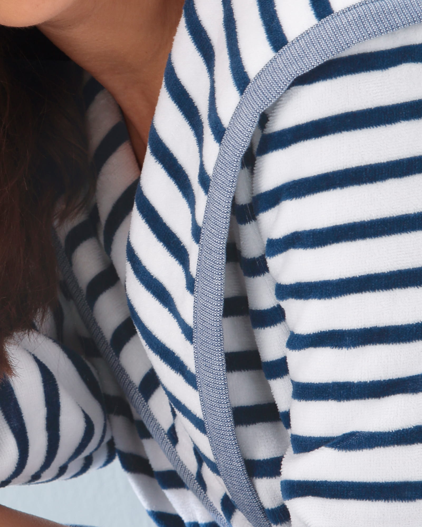 Cawö - Damen Bademantel Kapuze Breton 6596 - Farbe: navy - 16