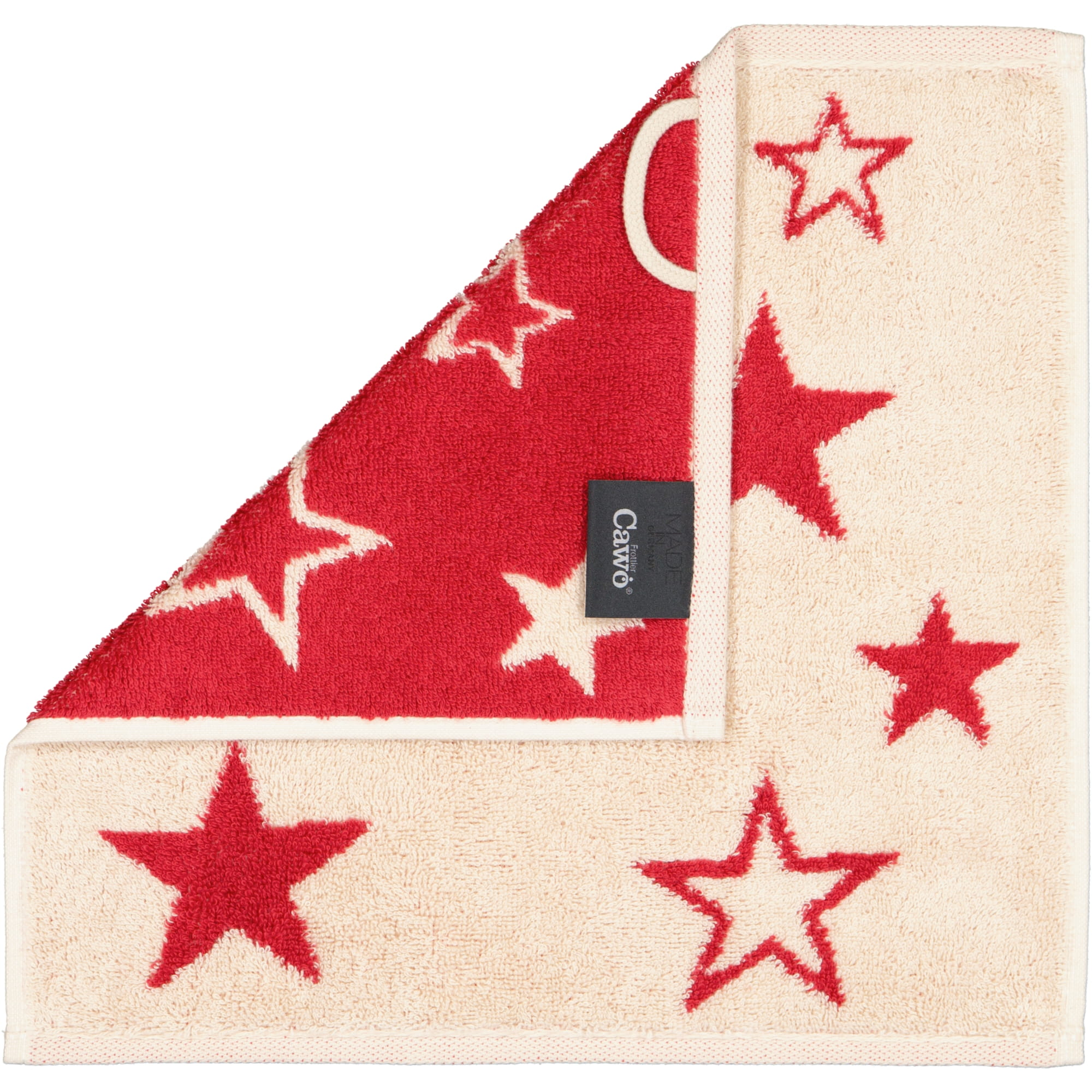 Cawö Seiftücher Christmas Edition Sterne 792 3er Set natur-rot - 32 - 30x30 cm