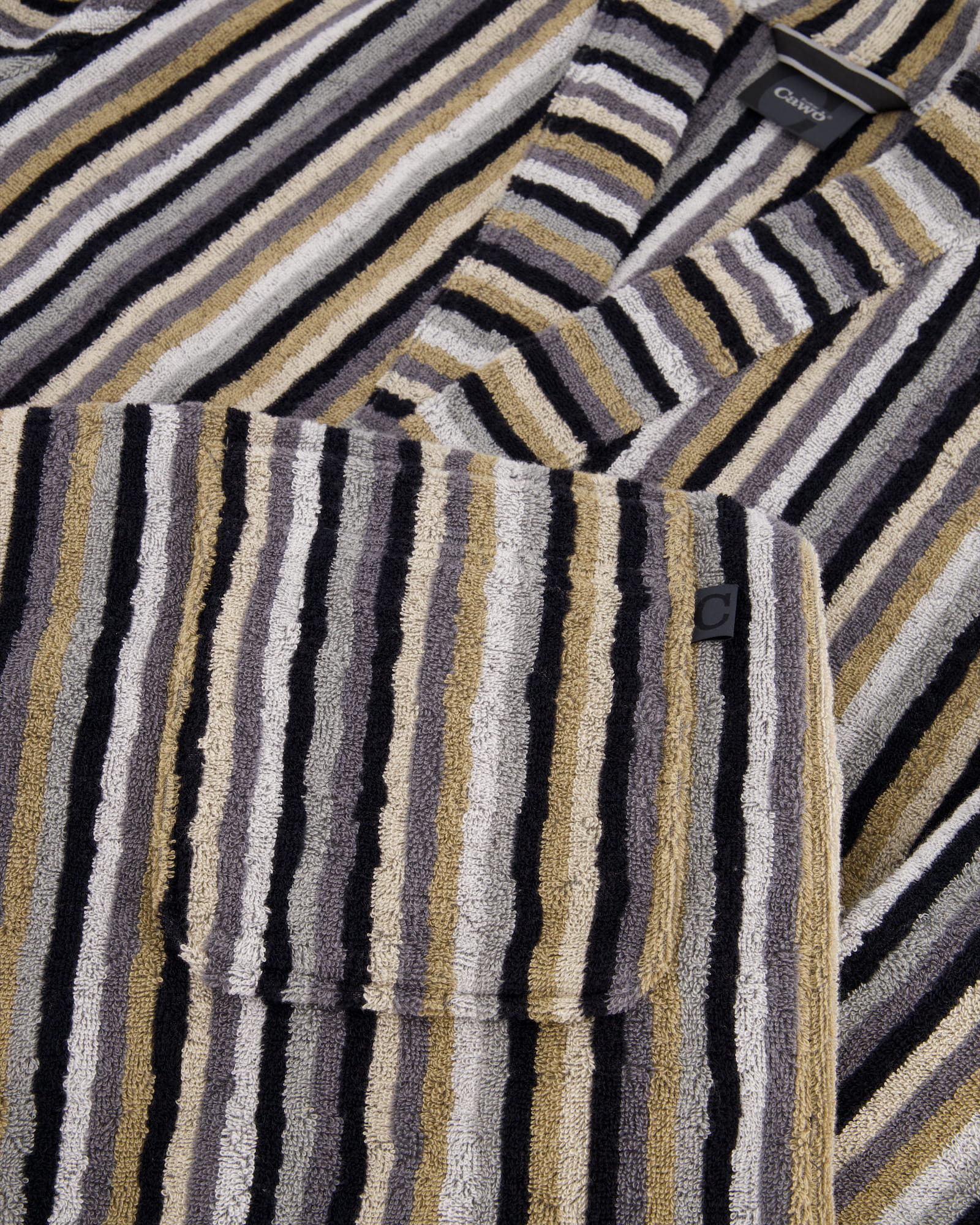 Cawö Bademäntel Herren Kimono Streifen 6607 kiesel - 73 - XL