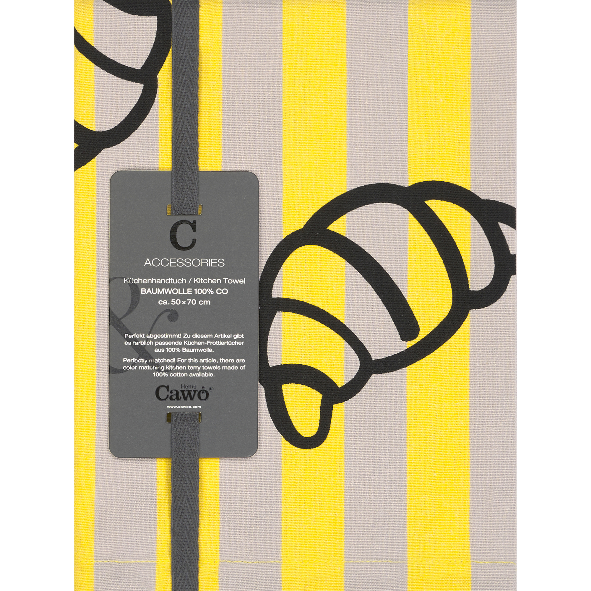 Cawö Home Geschirrtücher Prints & Stripes Croissants 544 stein/gelb - 53 - 50x70 cm