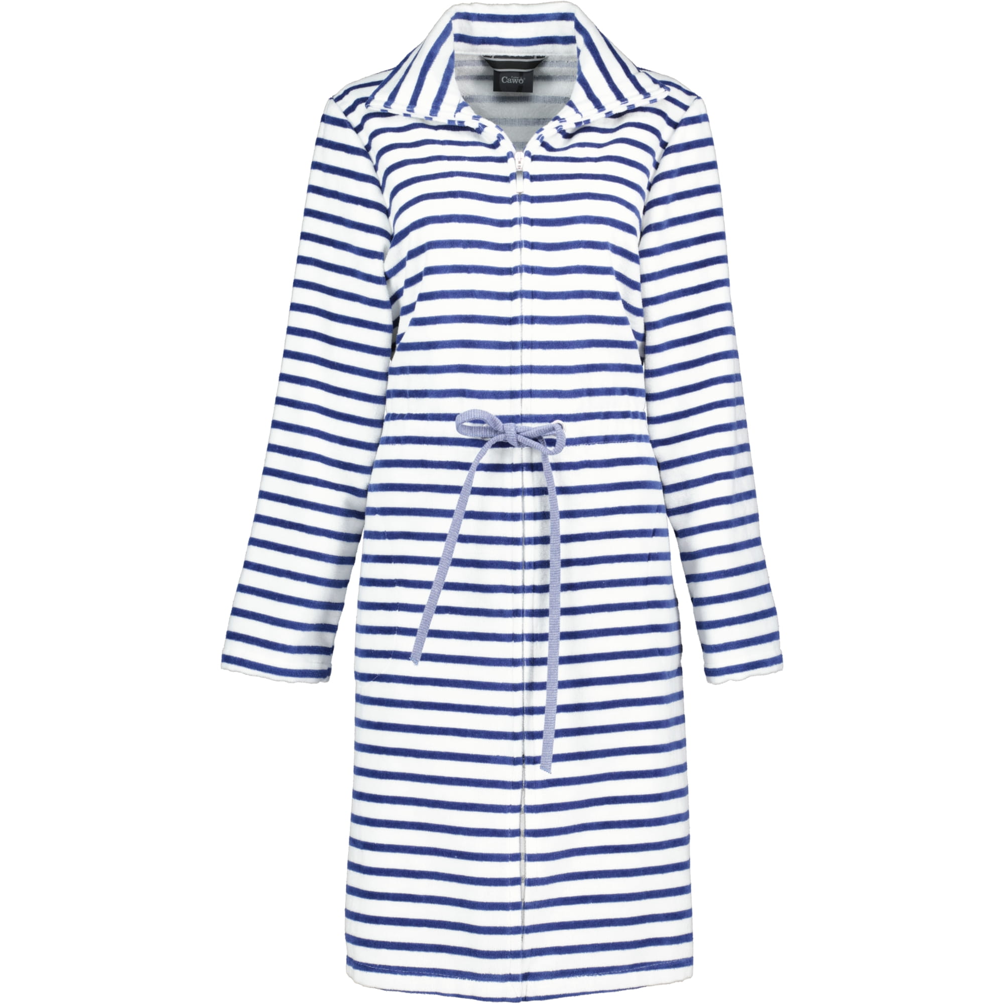Cawö - Damen Bademantel Reißverschluss Breton 6597 - Farbe: navy - 16