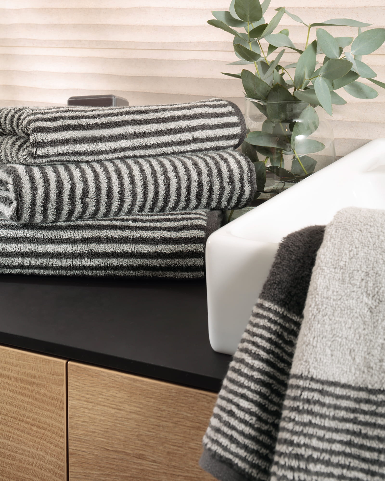Cawö Handtücher Two-Tone Stripes 480 basalt - 73