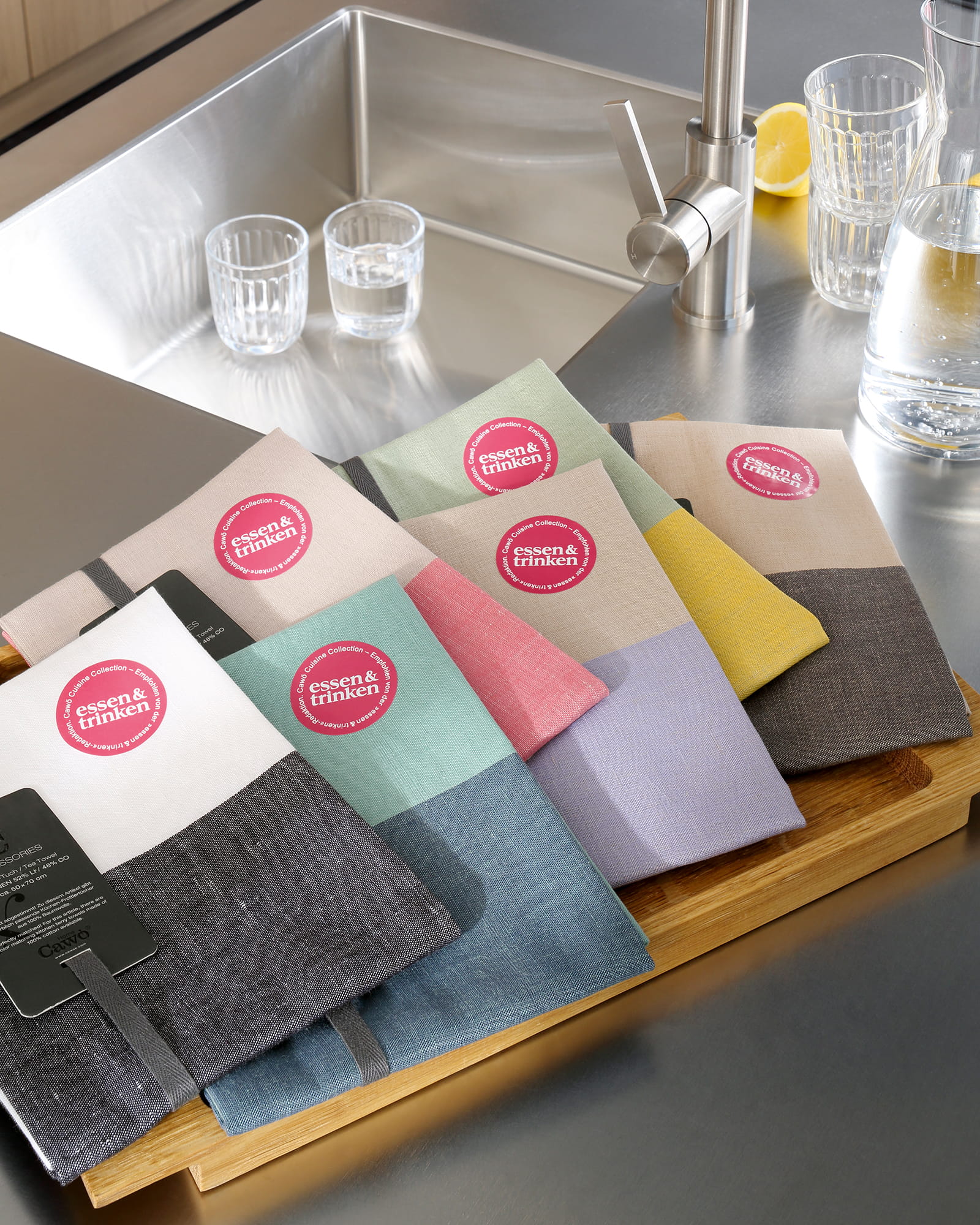 Cawö Home Geschirrtücher Cuisine Duo 535 lavendel/leinen - 83 - 50x70 cm