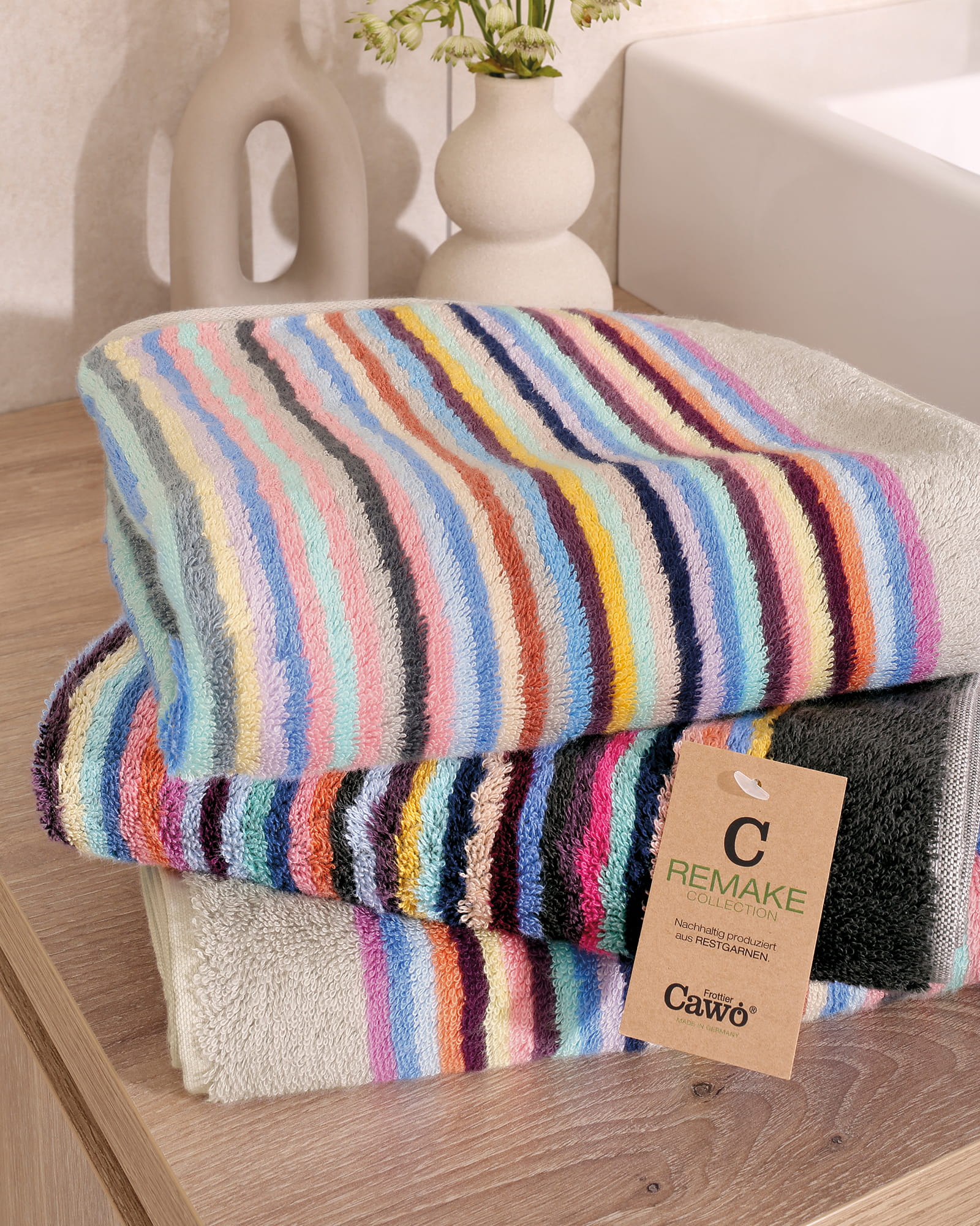Cawö Handtücher Remake Streifen 2022 platin-multicolor