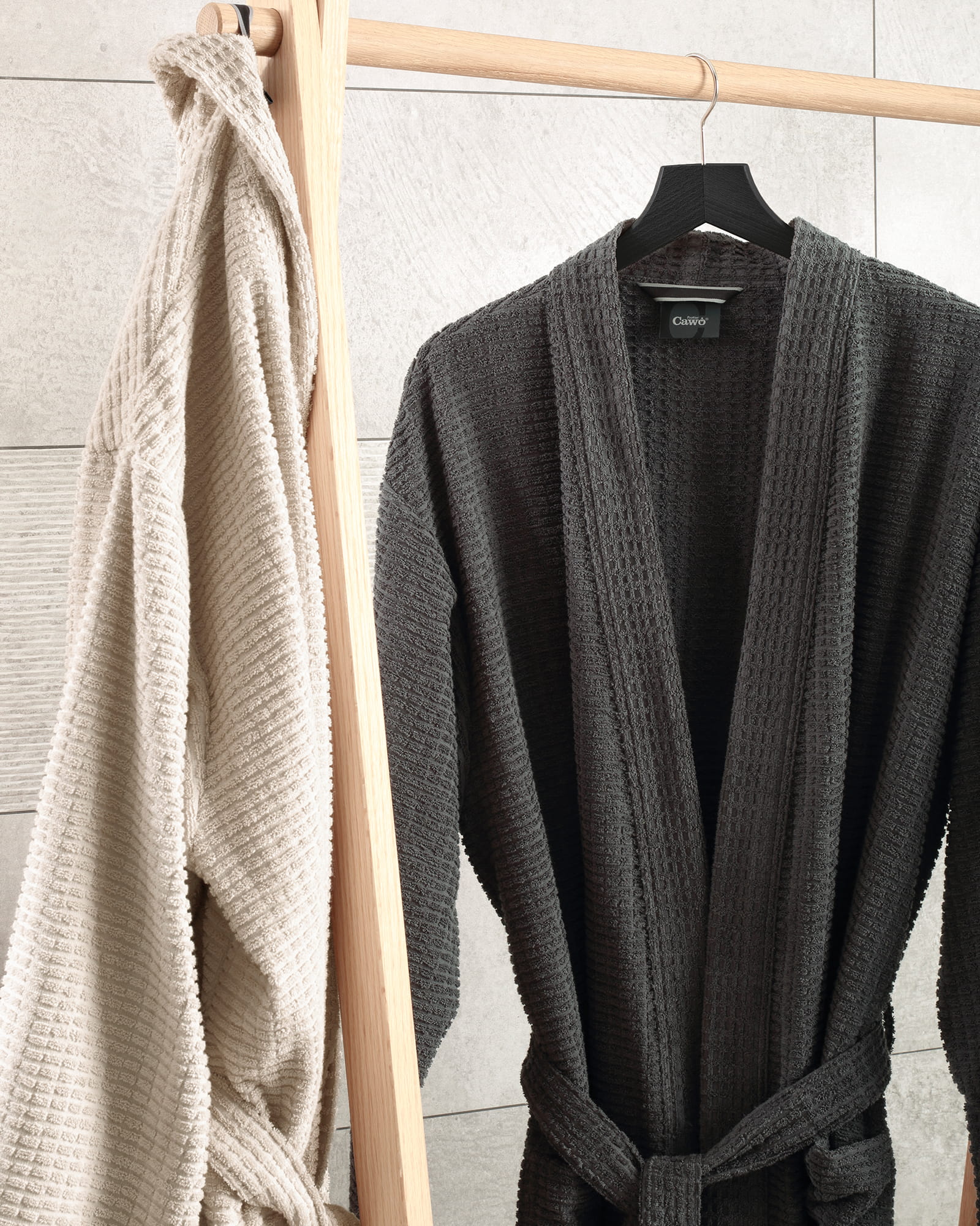 Cawö Bademäntel Herren Kimono PURE Elements 6526 basalt - 740