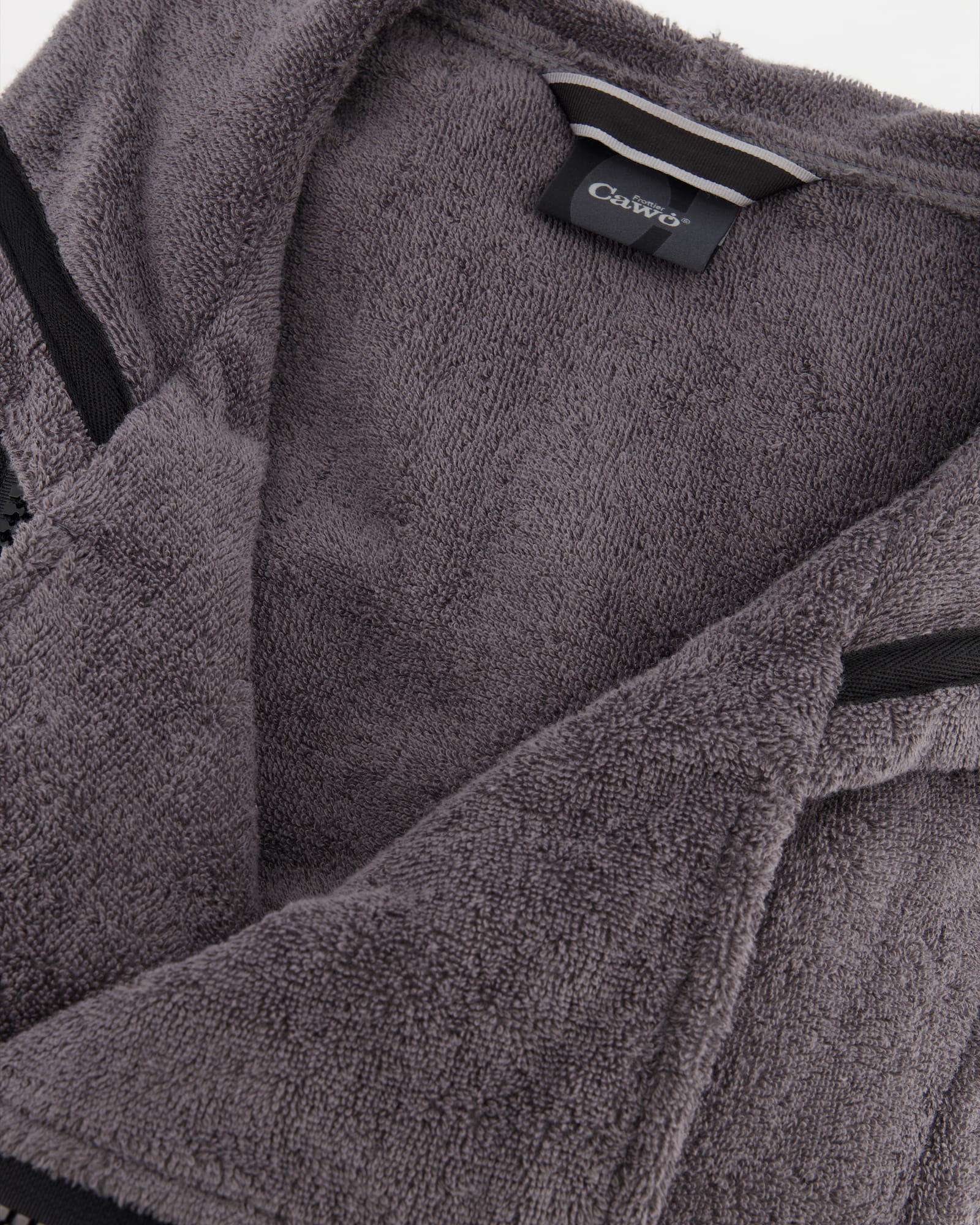 Cawö Bademäntel Herren Kapuze New Zipper 6516 anthrazit-schwarz - 774