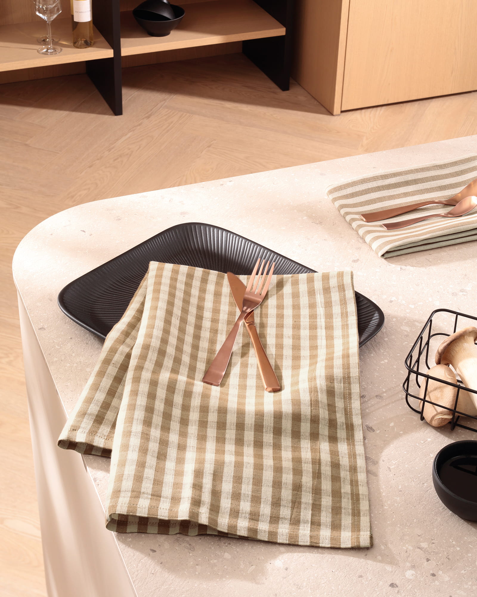 Cawö Home Geschirrtücher Linen Classics Streifen 537 schwarz - 93 - 50x70 cm