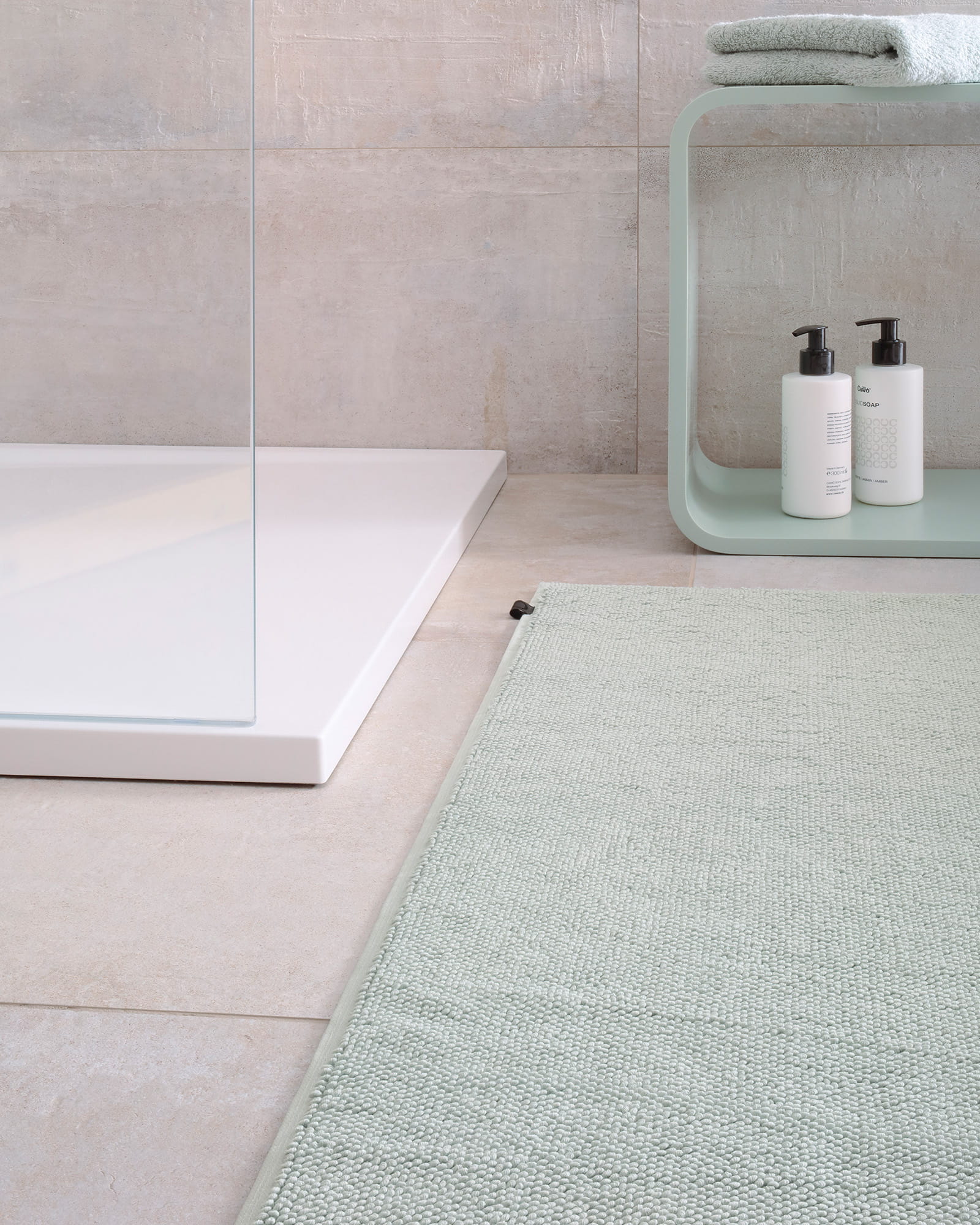 Cawö Home - Badteppich Loop 1007 - Farbe: eukalyptus - 450 - 60x60 cm