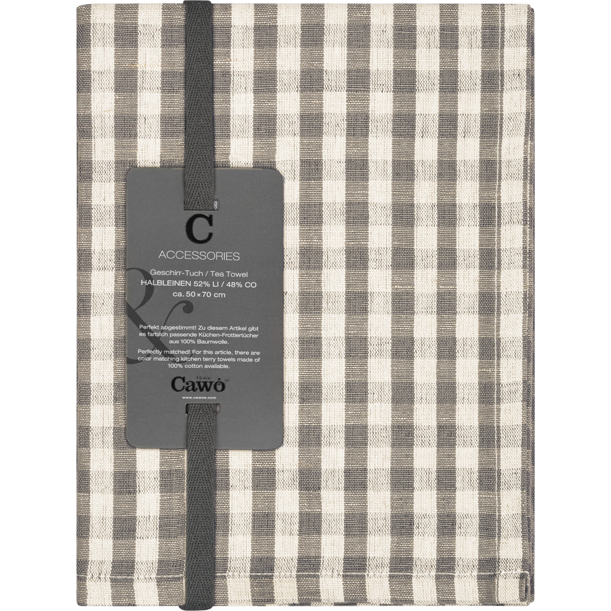 Cawö Home Geschirrtücher Linen Classics Karo 538 metal - 73 - 50x70 cm
