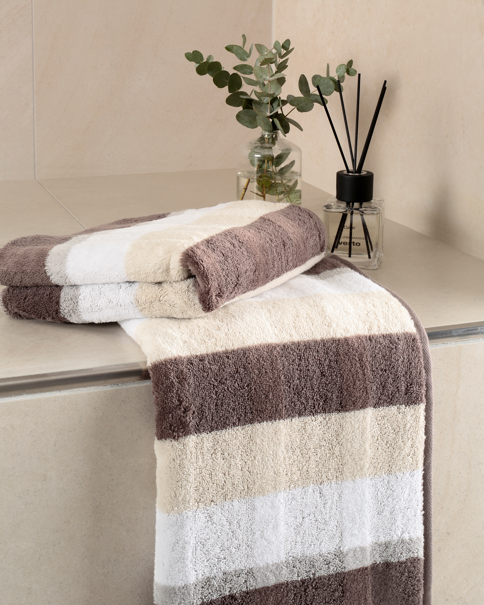 Cawö Handtücher Noblesse Stripe 1087 walnuss - 30 - Handtuch 50x100 cm