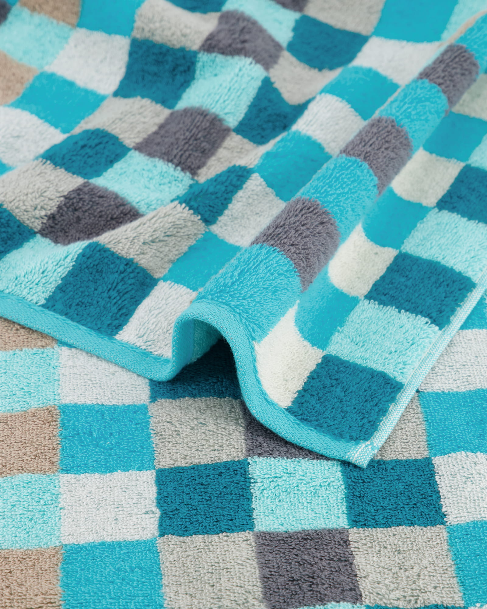 Cawö - Unique Karo 942 - Farbe: türkis - 44 - Waschhandschuh 16x22 cm