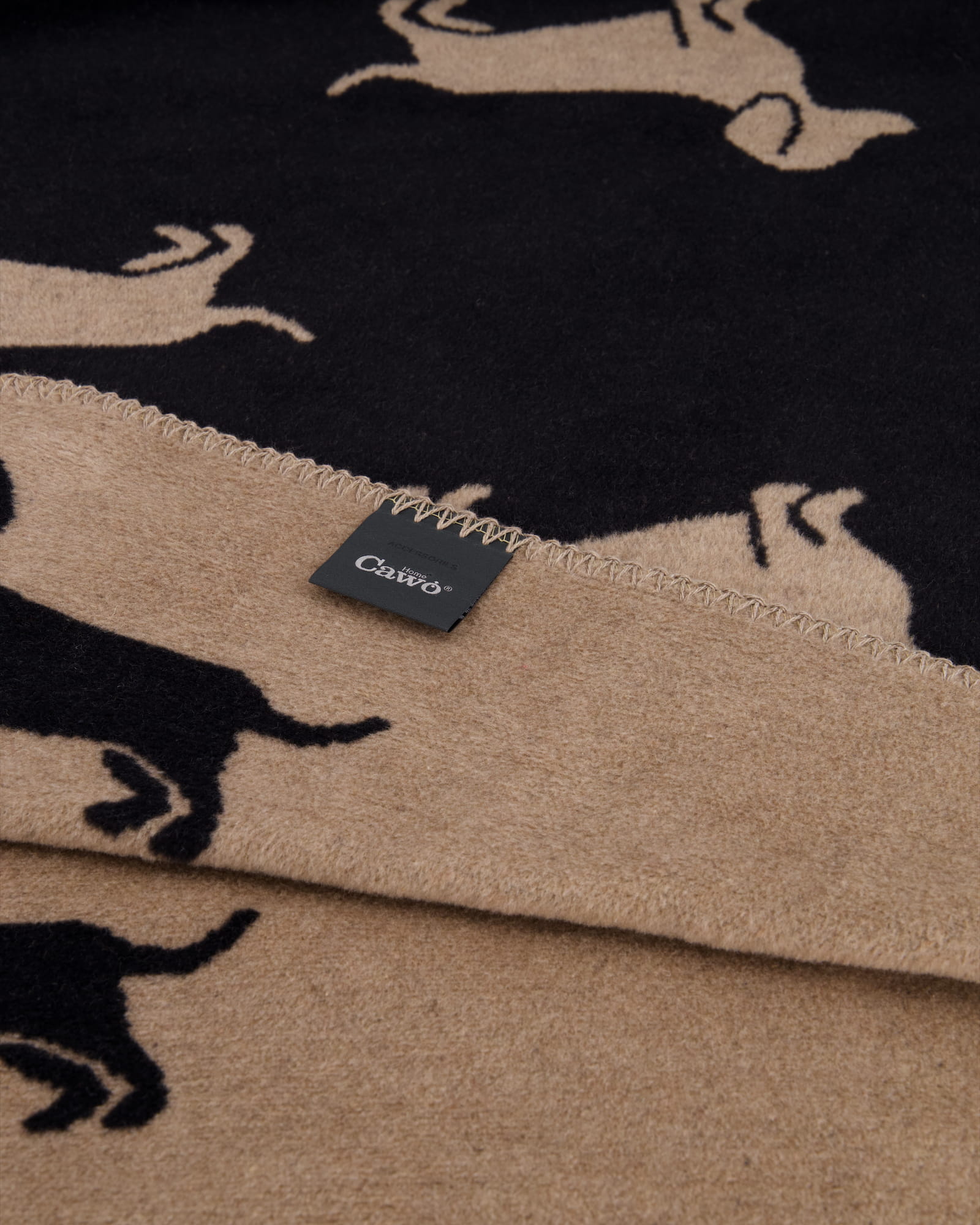 Cawö Wohndecken WE LOVE DOGS 62460 schwarz/beige - 93 - 150x200 cm