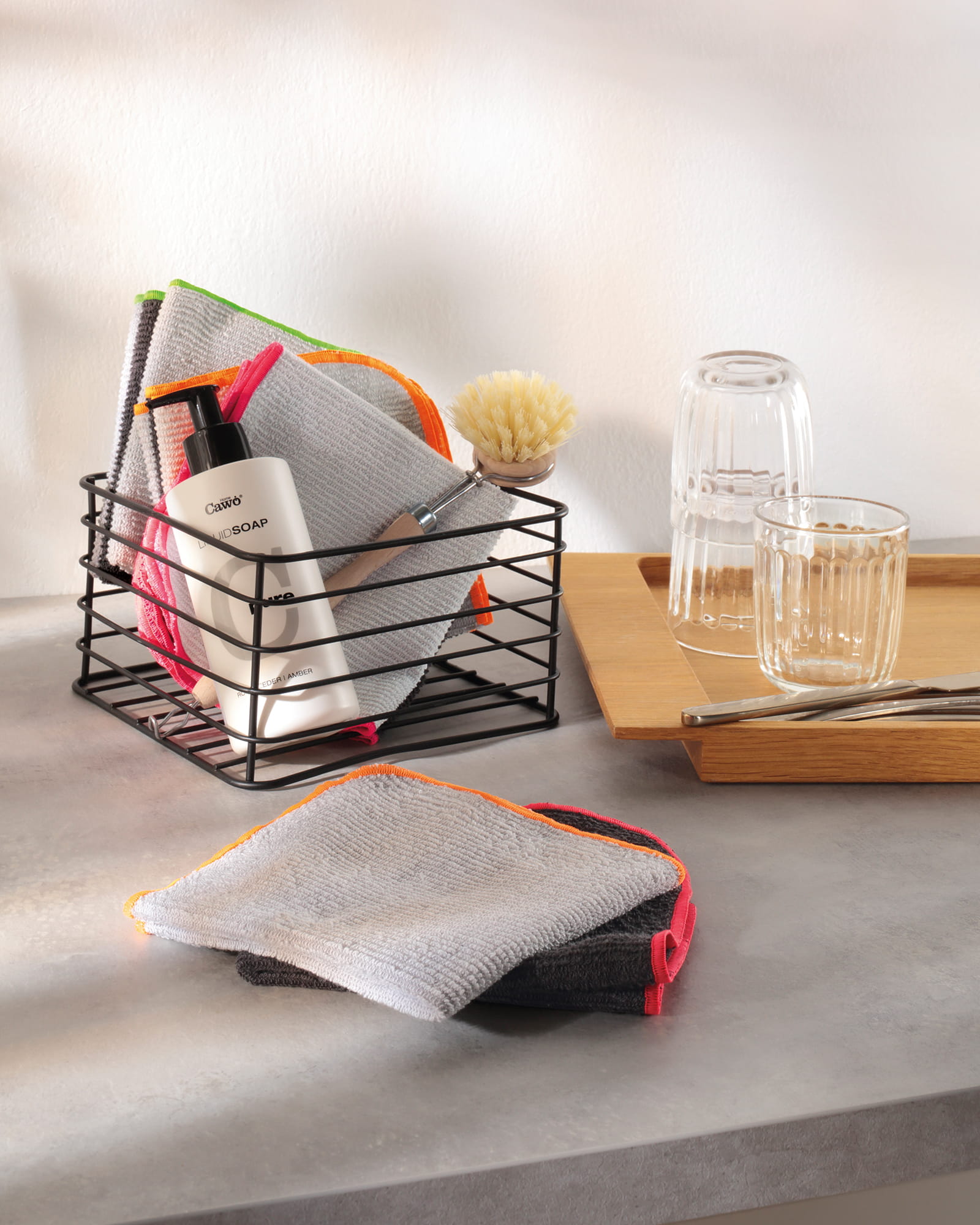 Cawö Spültücher Trio 550 3er Set neon-orange - 73 - 30x30 cm