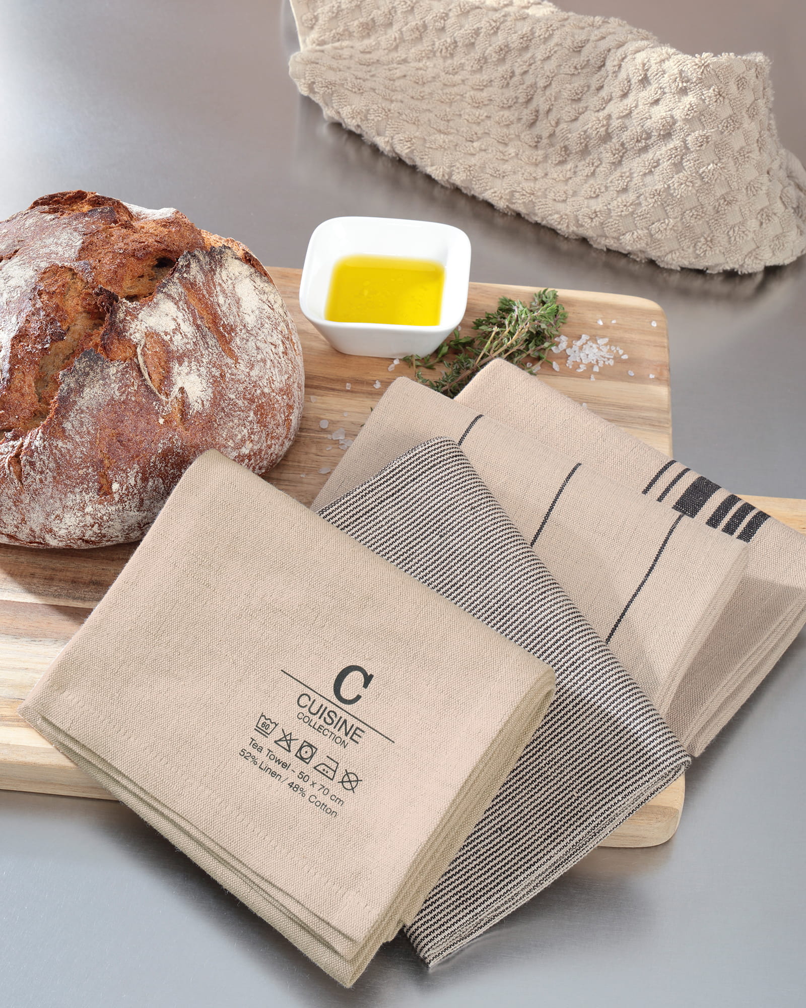 Cawö Home Geschirrtücher Cuisine Nature Uni 531 leinen - 30 - 50x70 cm