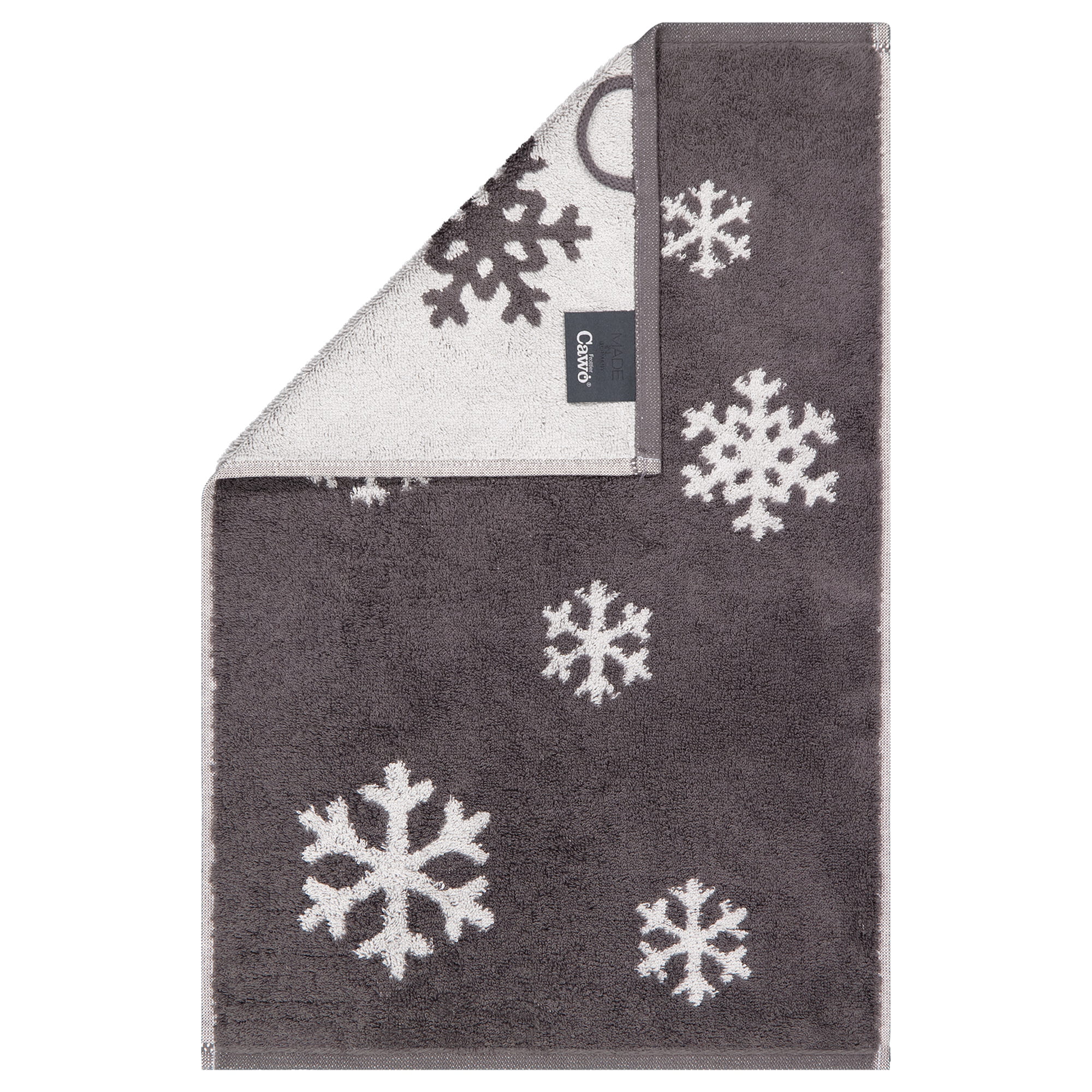 Cawö Handtücher WINTER EDITION Schneekristalle 6270 basalt/platin - 77 - Gästetuch 30x50 cm