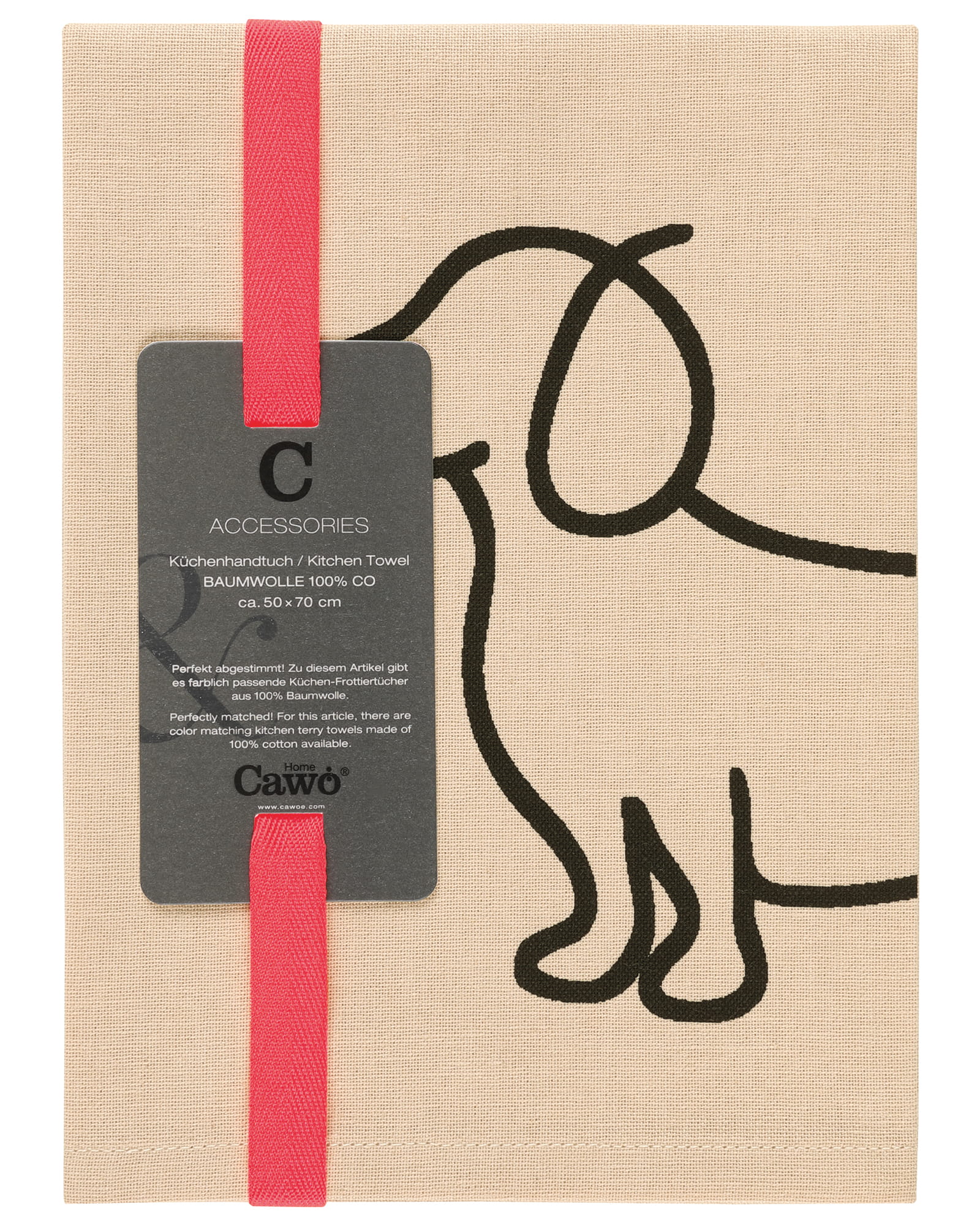 Cawö Home Geschirrtücher Cuisine WE LOVE DOGS Companion 6248 schwarz/beige - 93 - 50x70 cm