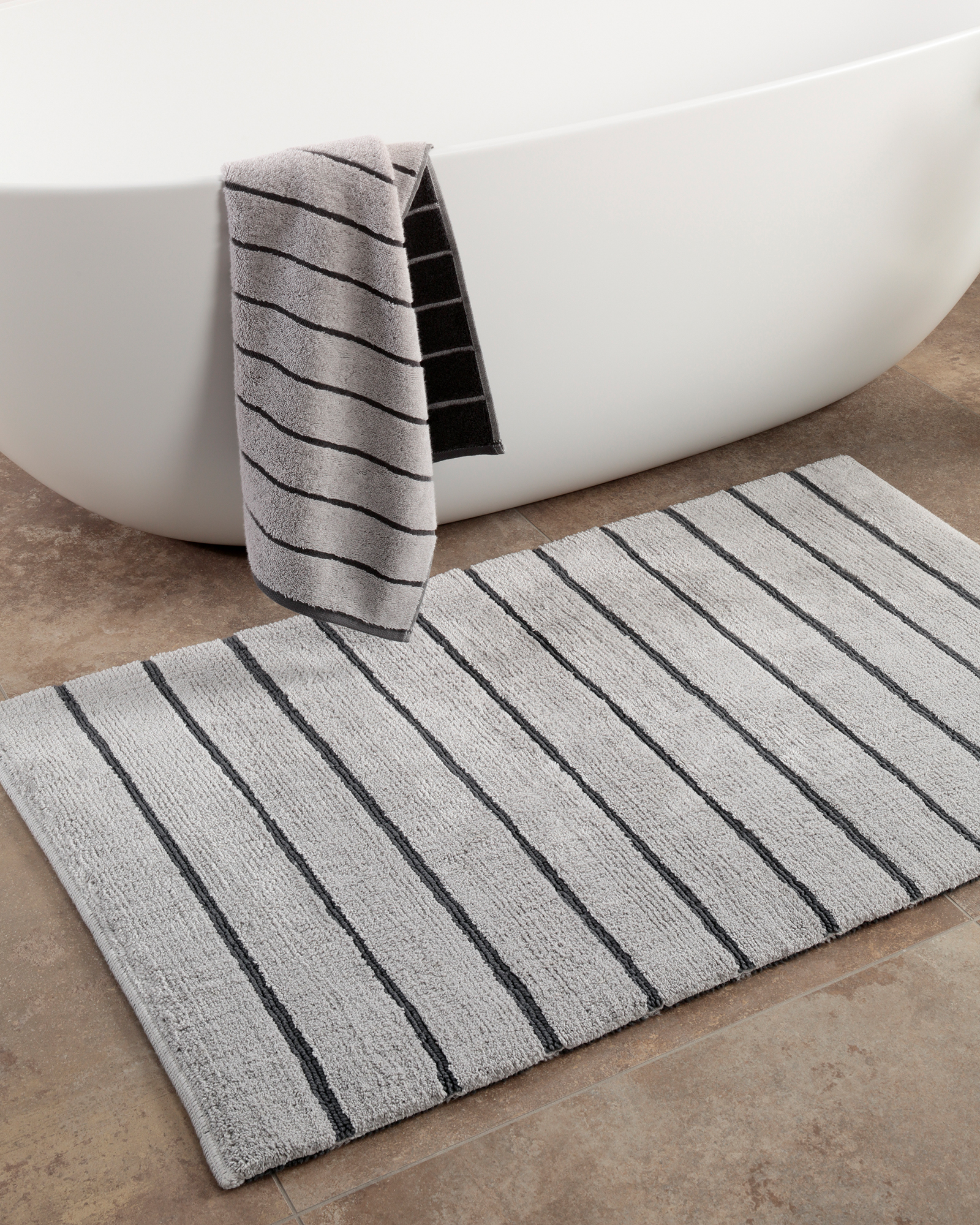 Cawö Home Badteppiche Balance Streifen 1008 platin - 77 - 70x120 cm