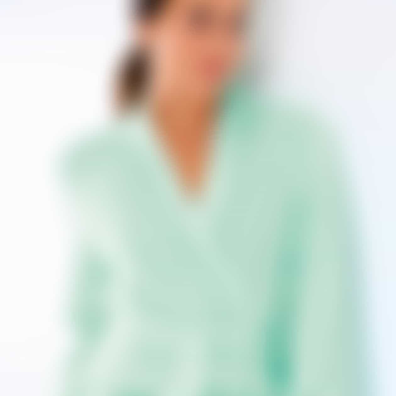 Cawö - Damen Bademantel Kurz Kimono 1214 - Farbe: mittelblau - 11 S Detailbild 3 Cawö - Damen Bademantel Kurz Kimono 1214 - Farbe: mittelblau - 11 S Detailbild 3