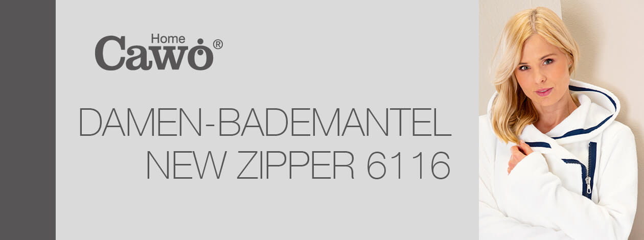 Cawö Damen Bademantel New Zipper RV 6116 - Farbe: platin-navy - 701 M Detailbild 2 Cawö Damen Bademantel New Zipper RV 6116 - Farbe: platin-navy - 701 M Detailbild 2