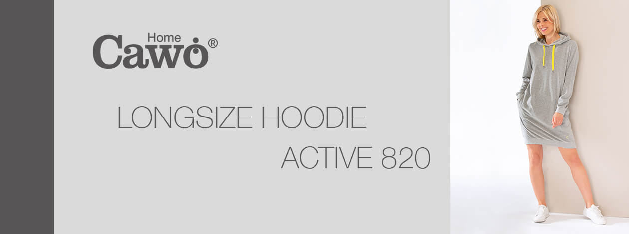 Cawö Home Active Longsize Hoodie 820 - Farbe: grau-melange/navy - 71 M Detailbild 2